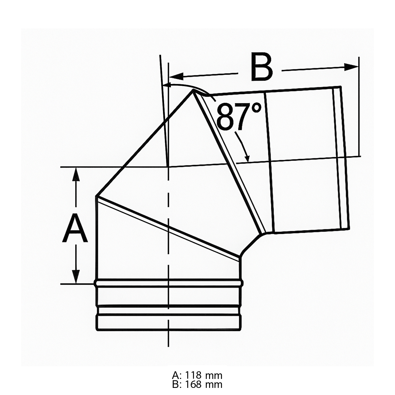 Schiedel PRIMA PLUS coude 87° Ø150 mm simple paroi mat