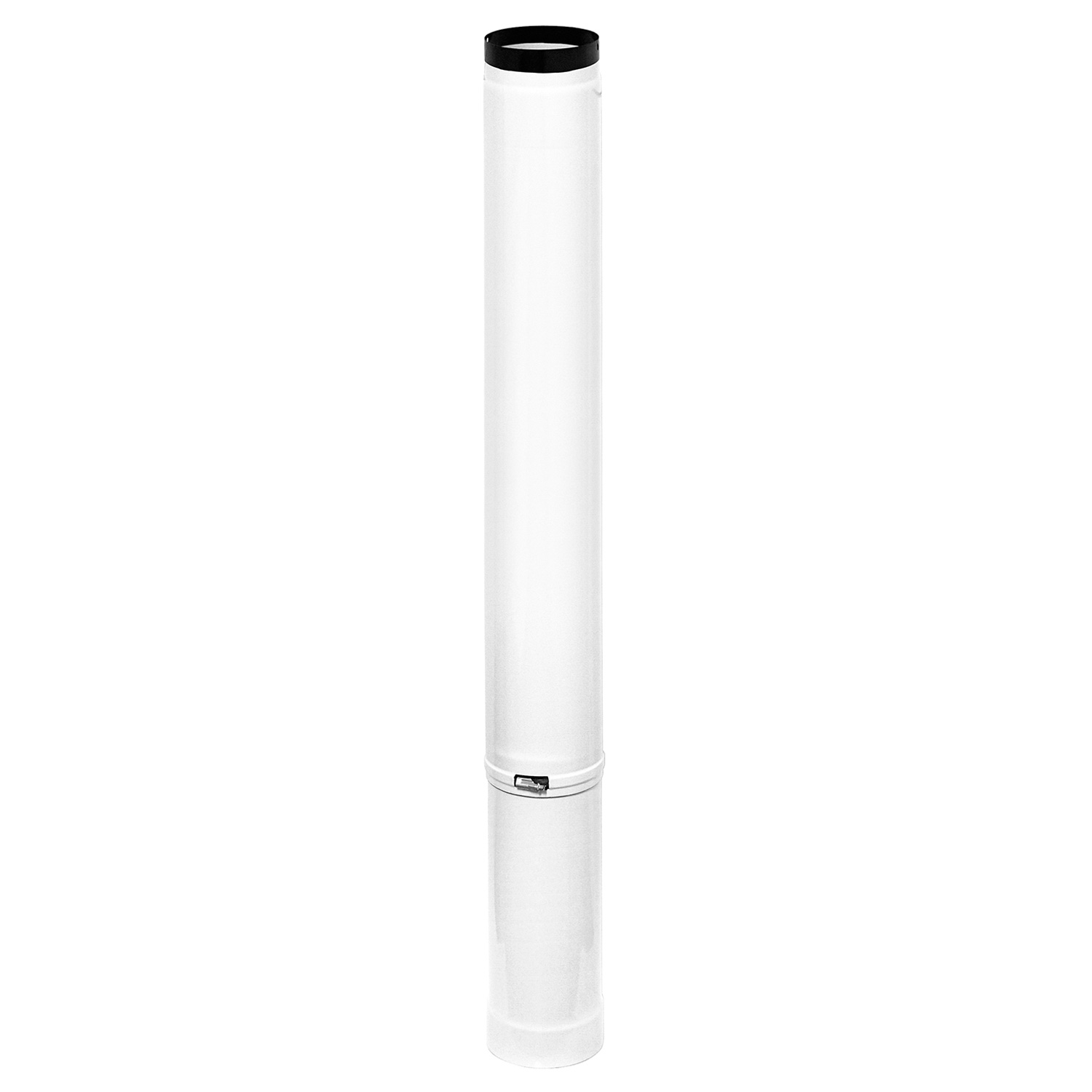 Raik Tuyau de Fumée / Tuyau de Poêle Émaillé 130mm - Longueur 1000mm Tube Télescopique Blanc