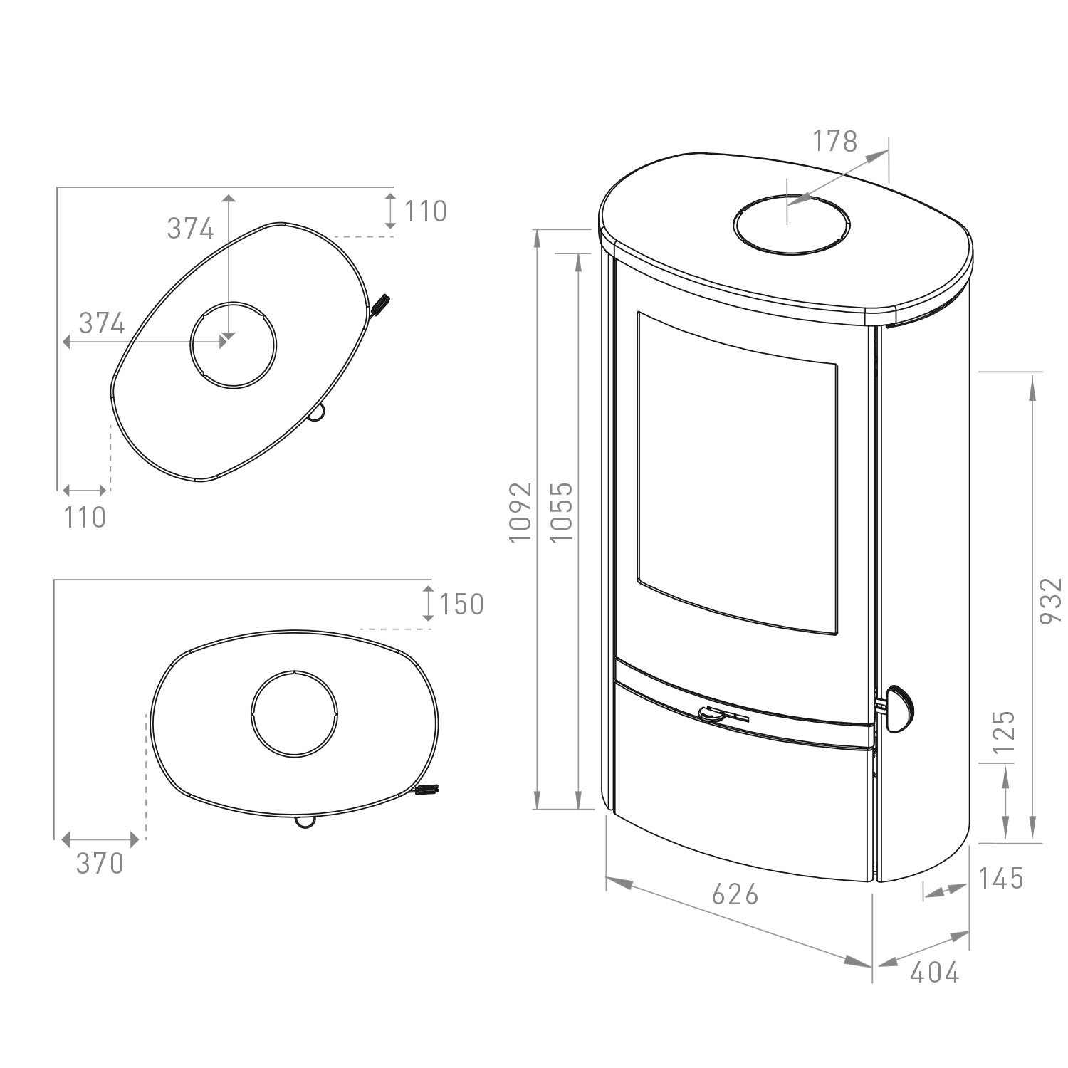 Lotus Jubilee 25 poêle à bois acier noir / pierre ollaire, DIBt