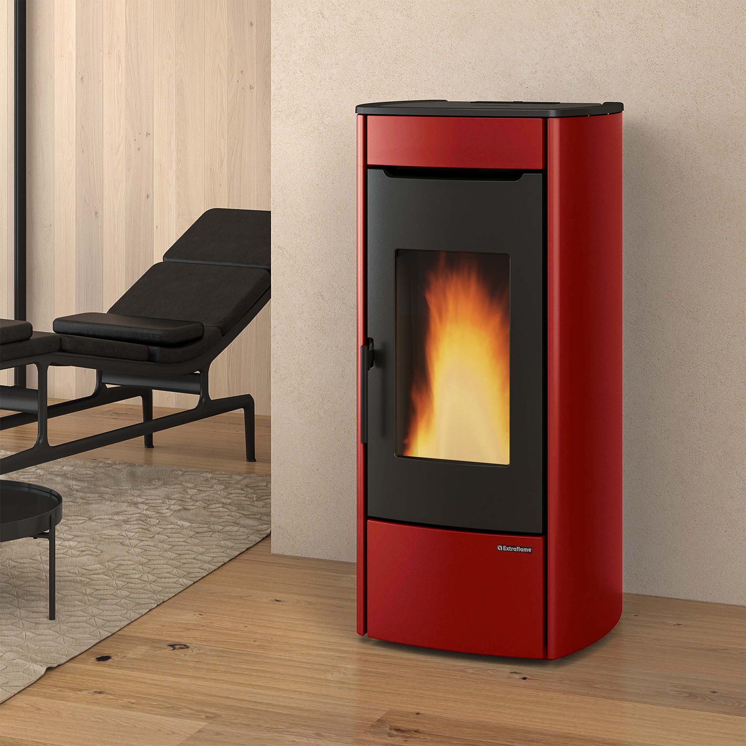 Extraflame Marina Idro 16 H13 poêle à granulés bouilleur acier bordeaux