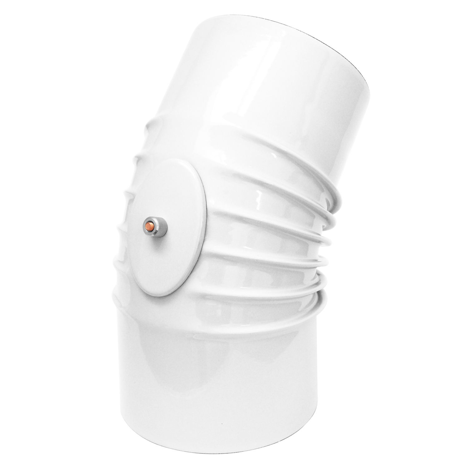 Coude de conduit de fumée / Coude de tuyau de poêle émaillé 130mm - Coude à 45° nervuré blanc avec ouverture de nettoyage