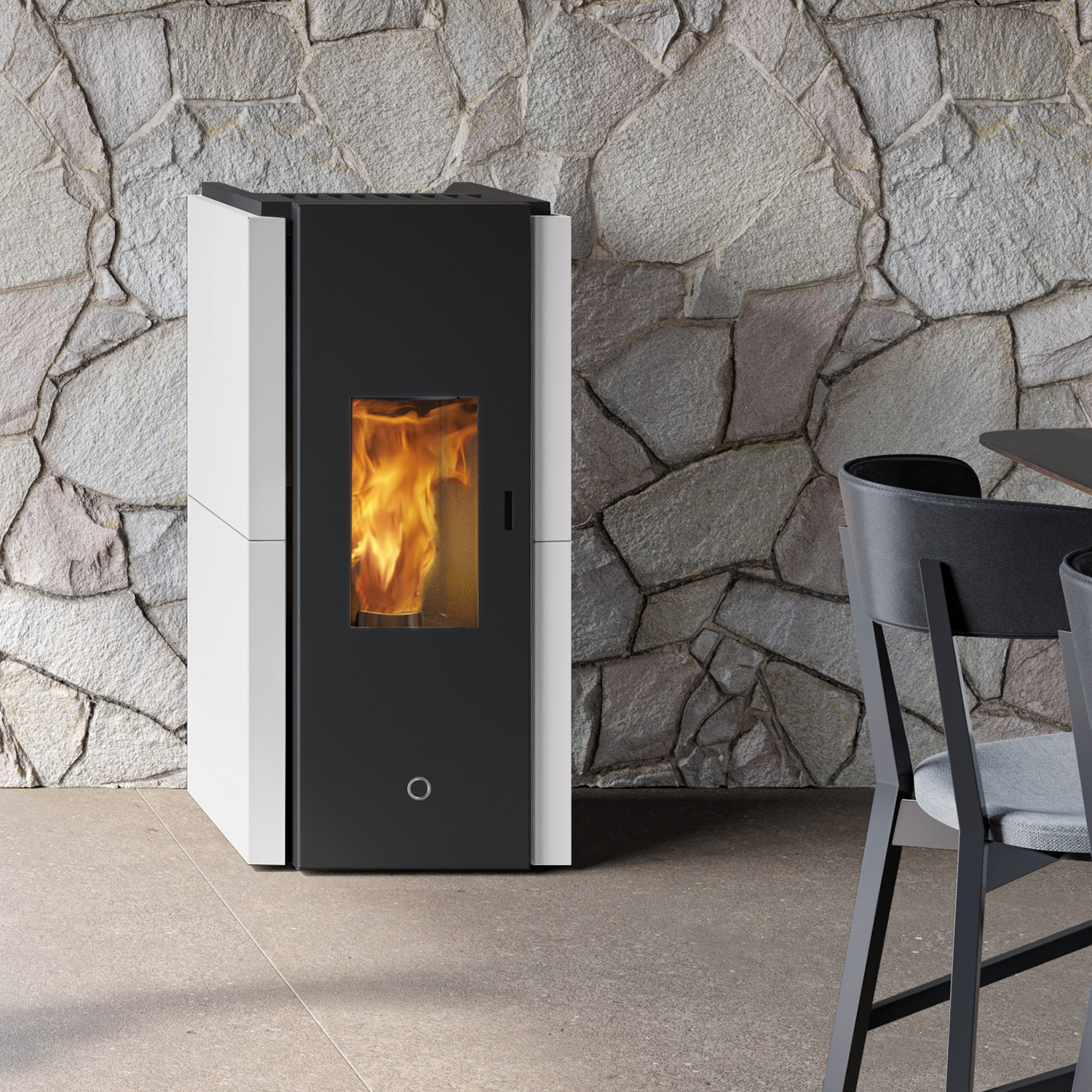EK63 Zone 80 Evo Poêle à granulés acier blanc