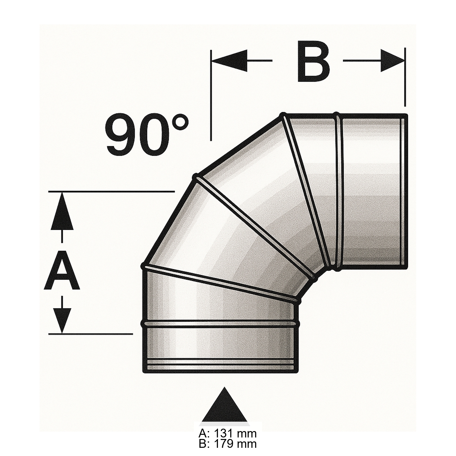 Schiedel PRIMA PLUS coude 90° Ø130 mm simple paroi mat