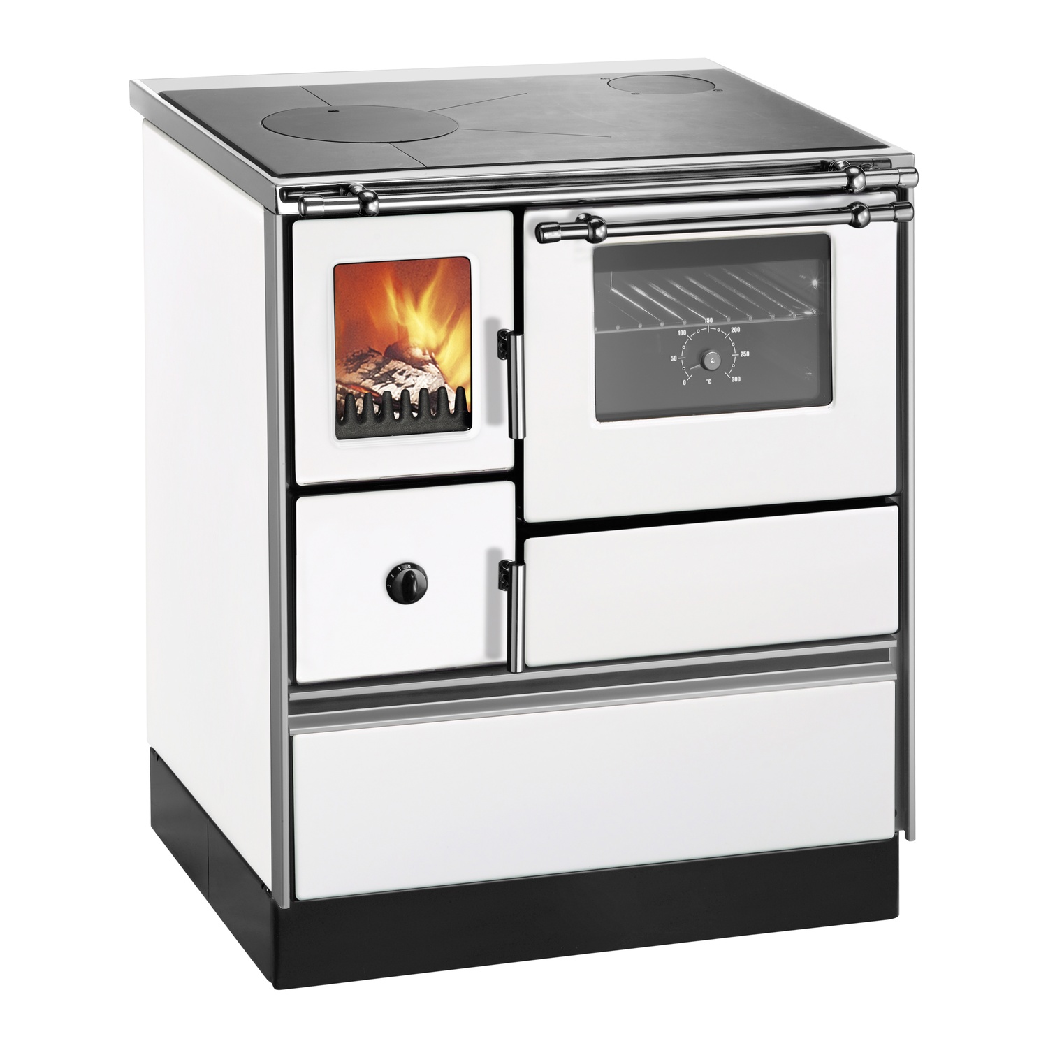 Westminster cuisinière à bois K 76F-70 avec fenêtre blanc raccordement tuyaux à droite