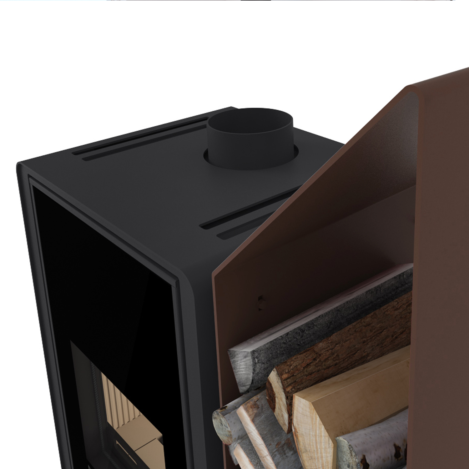 HS Flamingo Deluxe Kampa Poêle à bois Marron Étagère à droite
