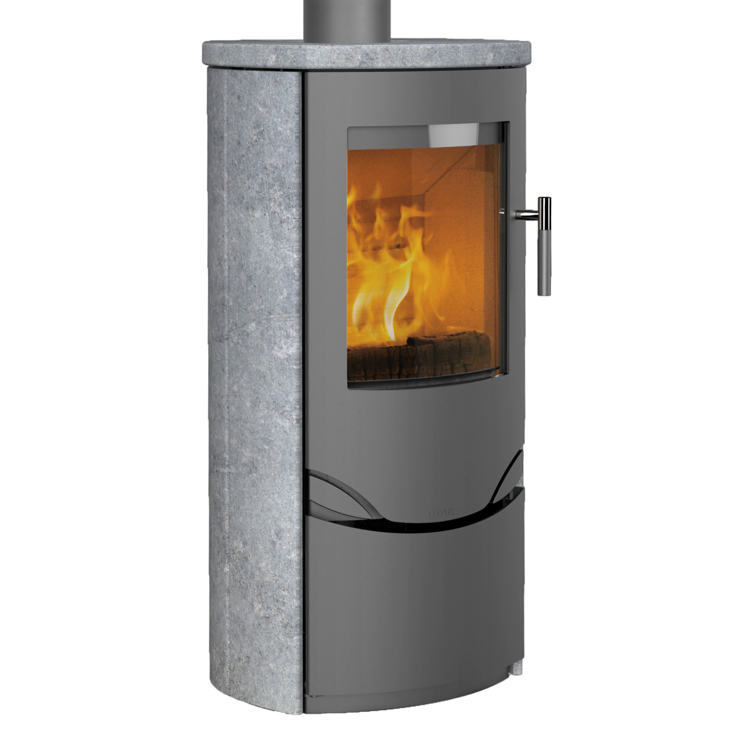 Lotus Prio 5S poêle à bois gris/ pierre ollaire