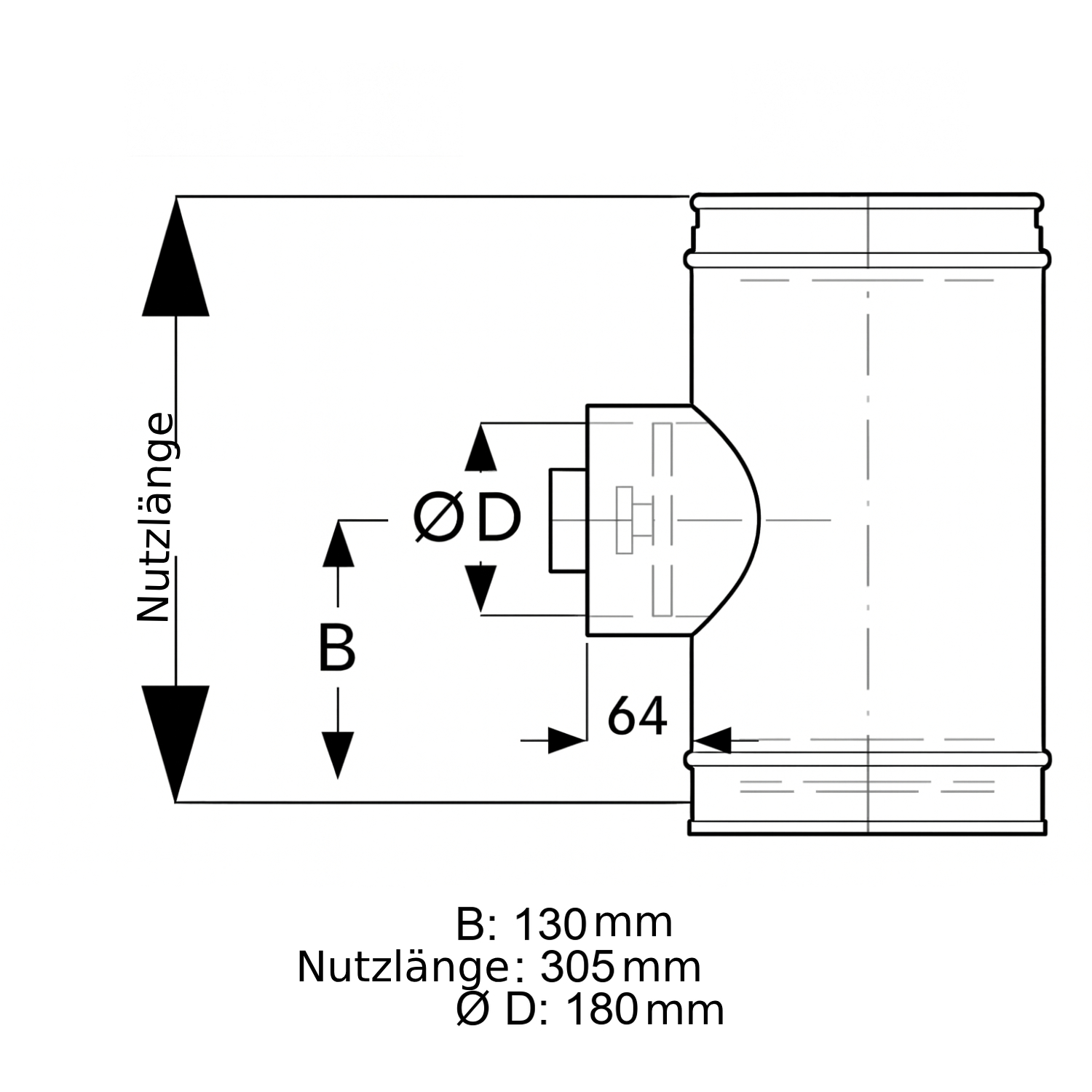 Schiedel ICS raccord de porte de visite rond pour combustibles solides Ø180 mm double paroi brillant