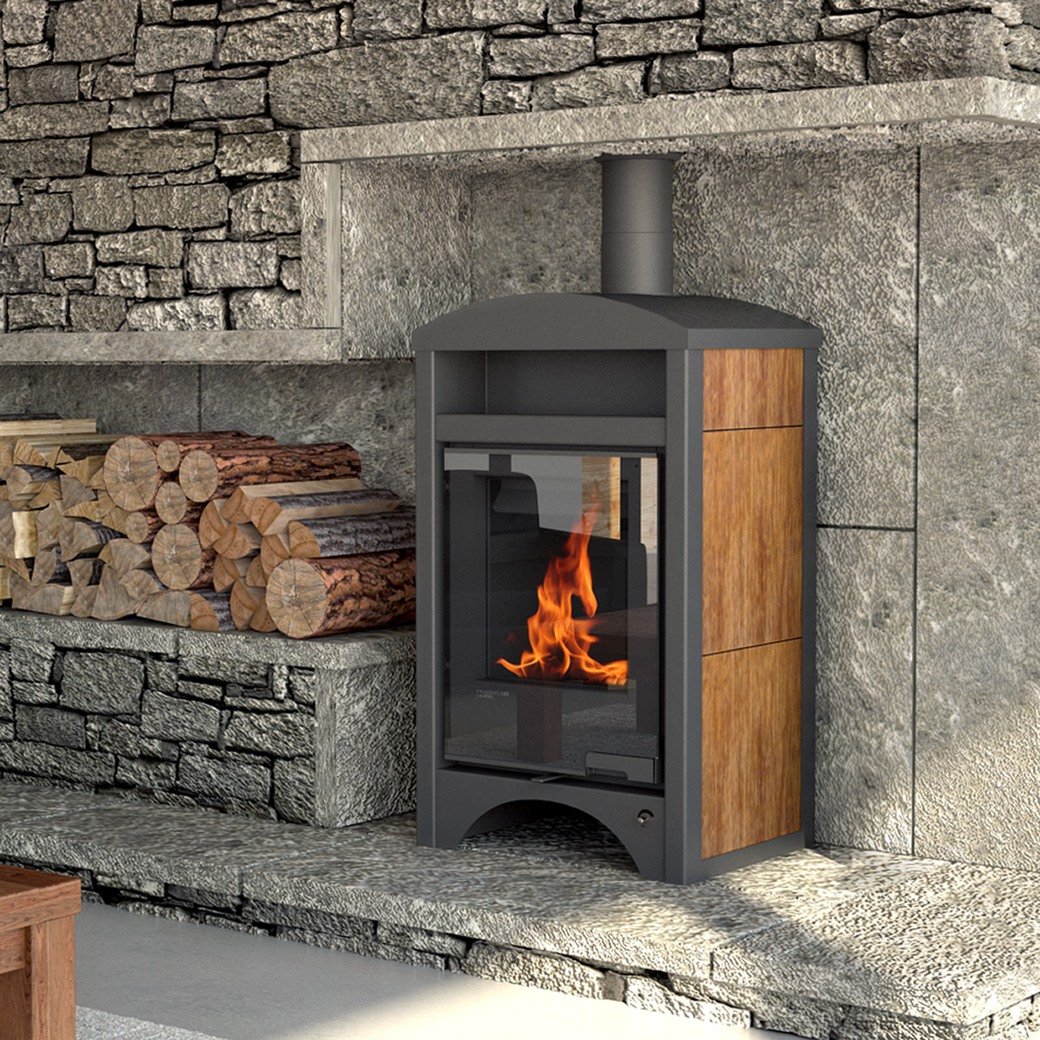 Aquaflam Vario Barma Manuel Poêle à bois avec échangeur thermique Noyer 11/5 kW Aquaflam Vario Barma Manuel Poêle à bois avec échangeur thermique Noyer 11/5 kW