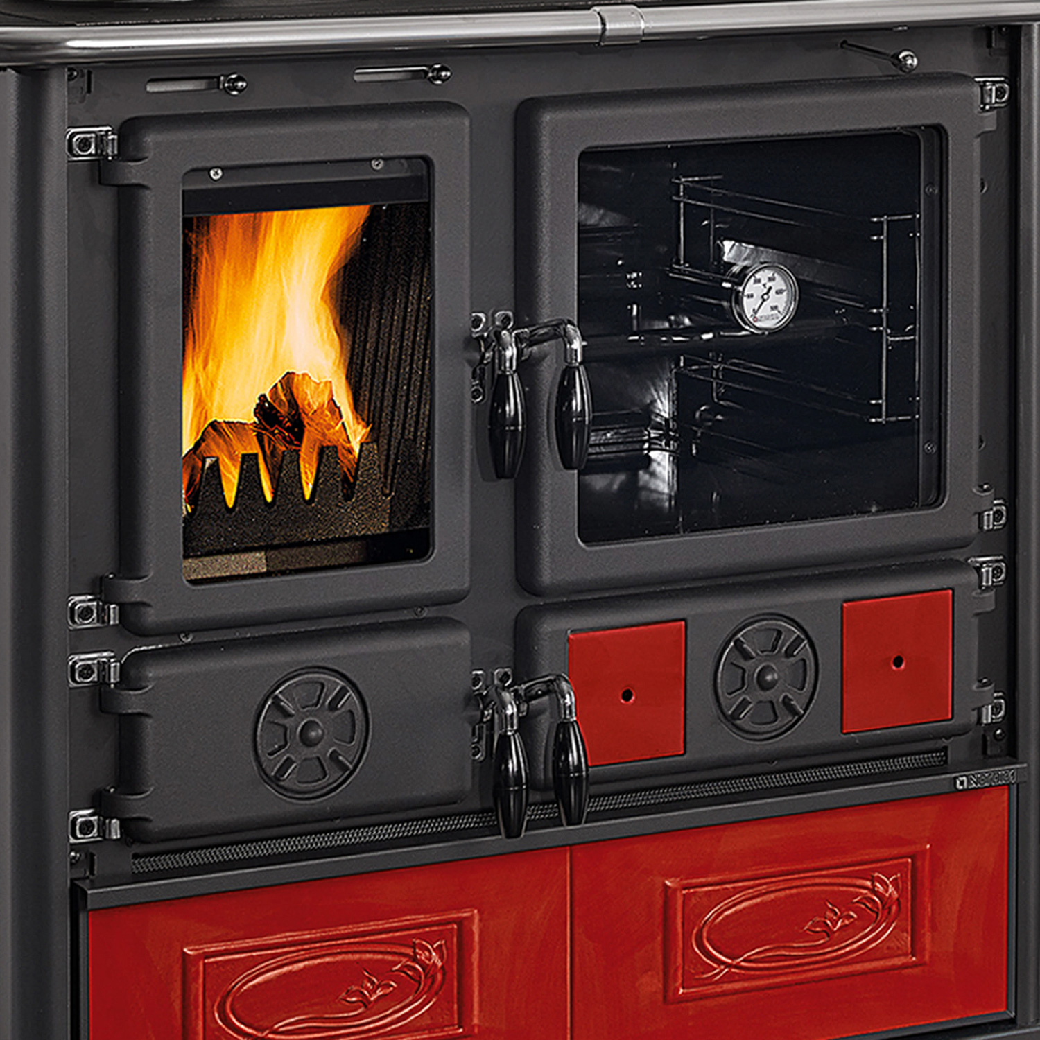 La Nordica Rosa 16 cuisinière à bois céramique Liberty Bordeaux