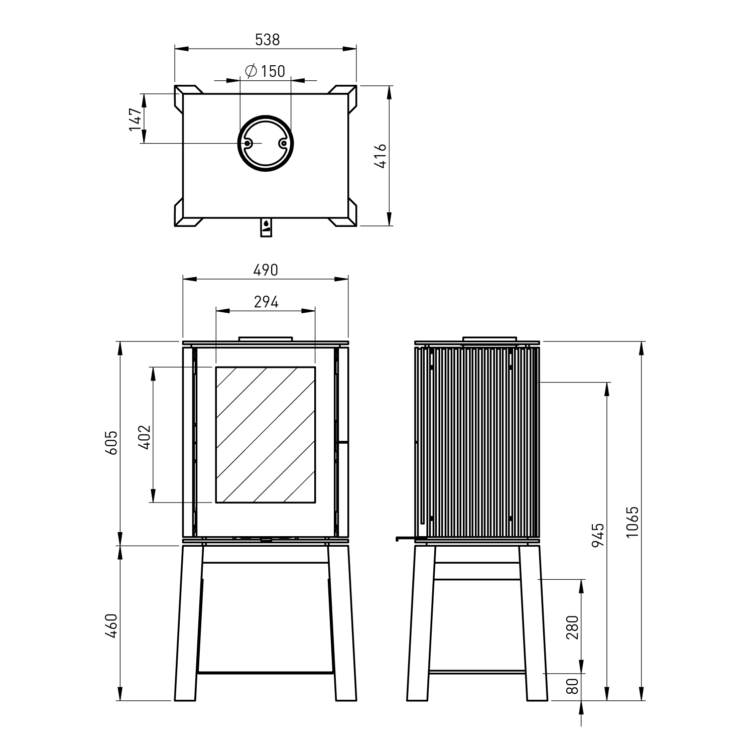 Schmitzker Cuby poêle à bois avec socle en bois