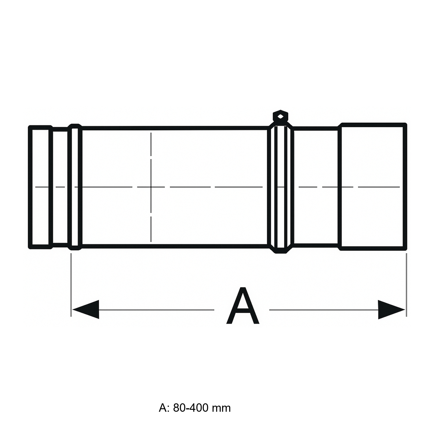 Schiedel PRIMA PLUS élément de compensation de conduit 80-400mm Ø150 mm FE/FU simple paroi mat