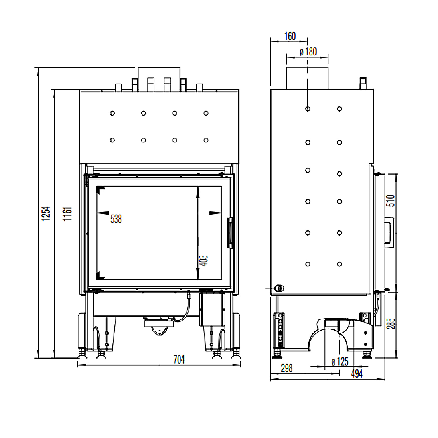Austroflamm 65x51 K aquaHEAT Insert de cheminée avec échangeur d'eau