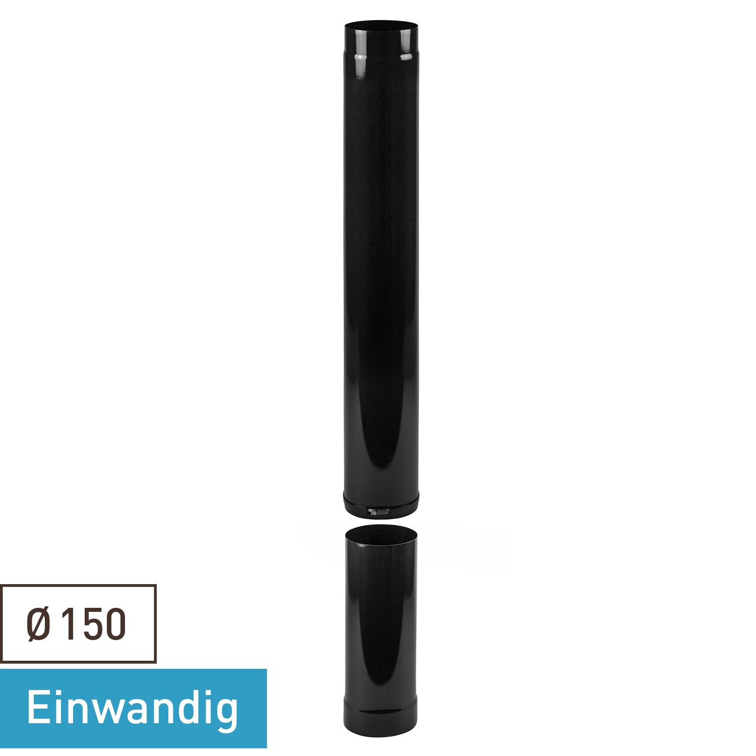 Tube de raccordement / Tuyau de poêle émaillé 150 mm - Longueur 1000 mm Tube télescopique Noir