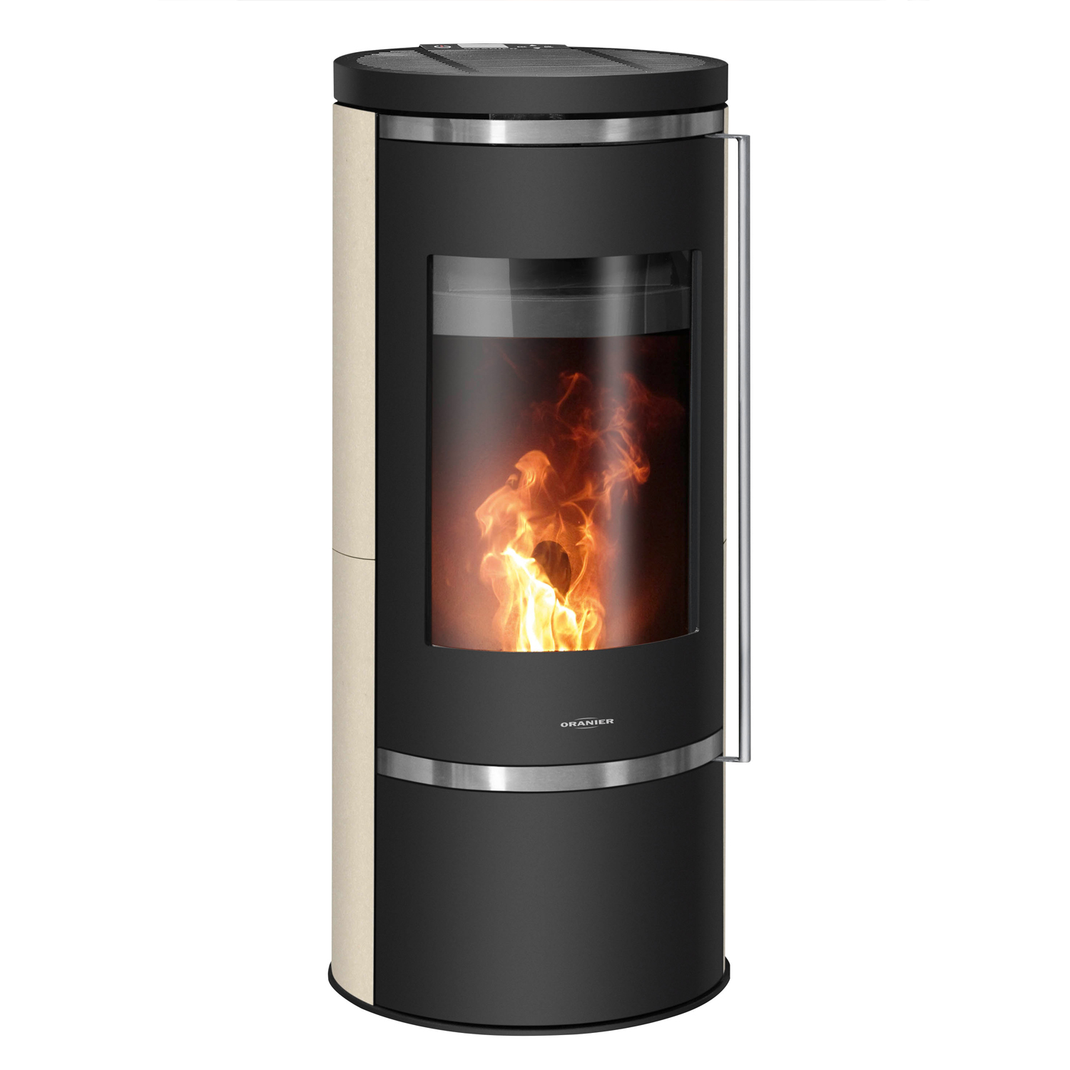 Oranier Carus Aqua 2.0 Poêle à granulés hydro en acier noir / pierre calcaire crème