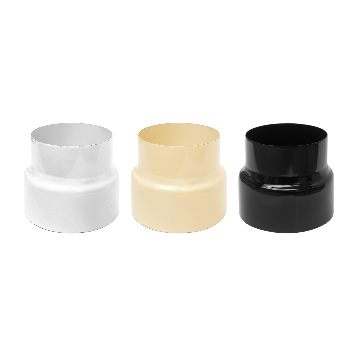 Réduction de tuyau de poêle / conduit de fumée émaillé Raik 150 mm - 130 mm blanc