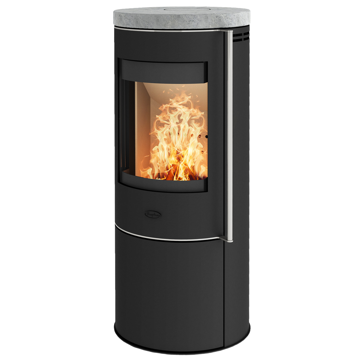 Fireplace Elite Toronto Poêle à bois en acier noir avec plaque de recouvrement en stéatite.