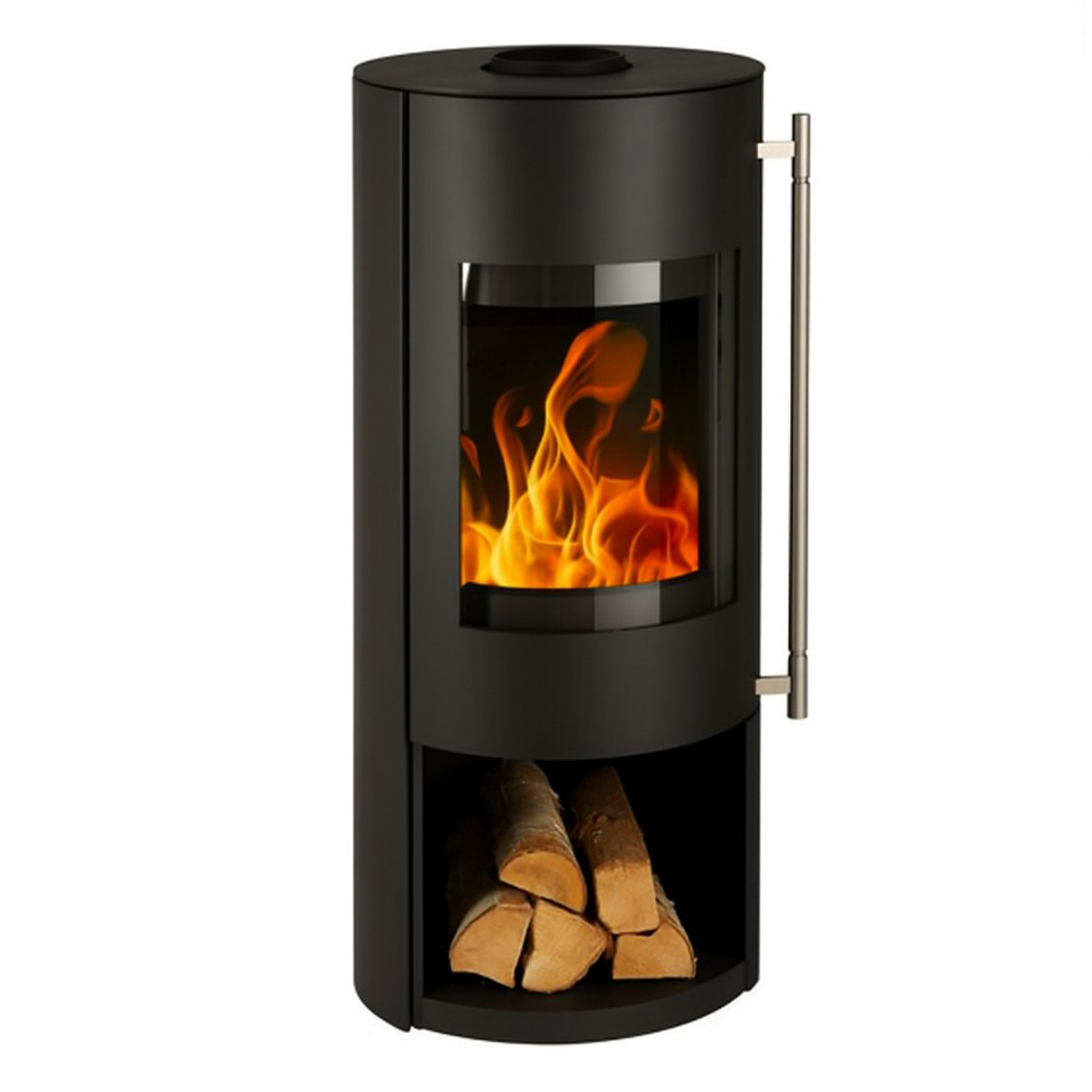 Haas+Sohn GRASSE Acier poêle à bois noir profond avec compartiment range-bûches sans porte