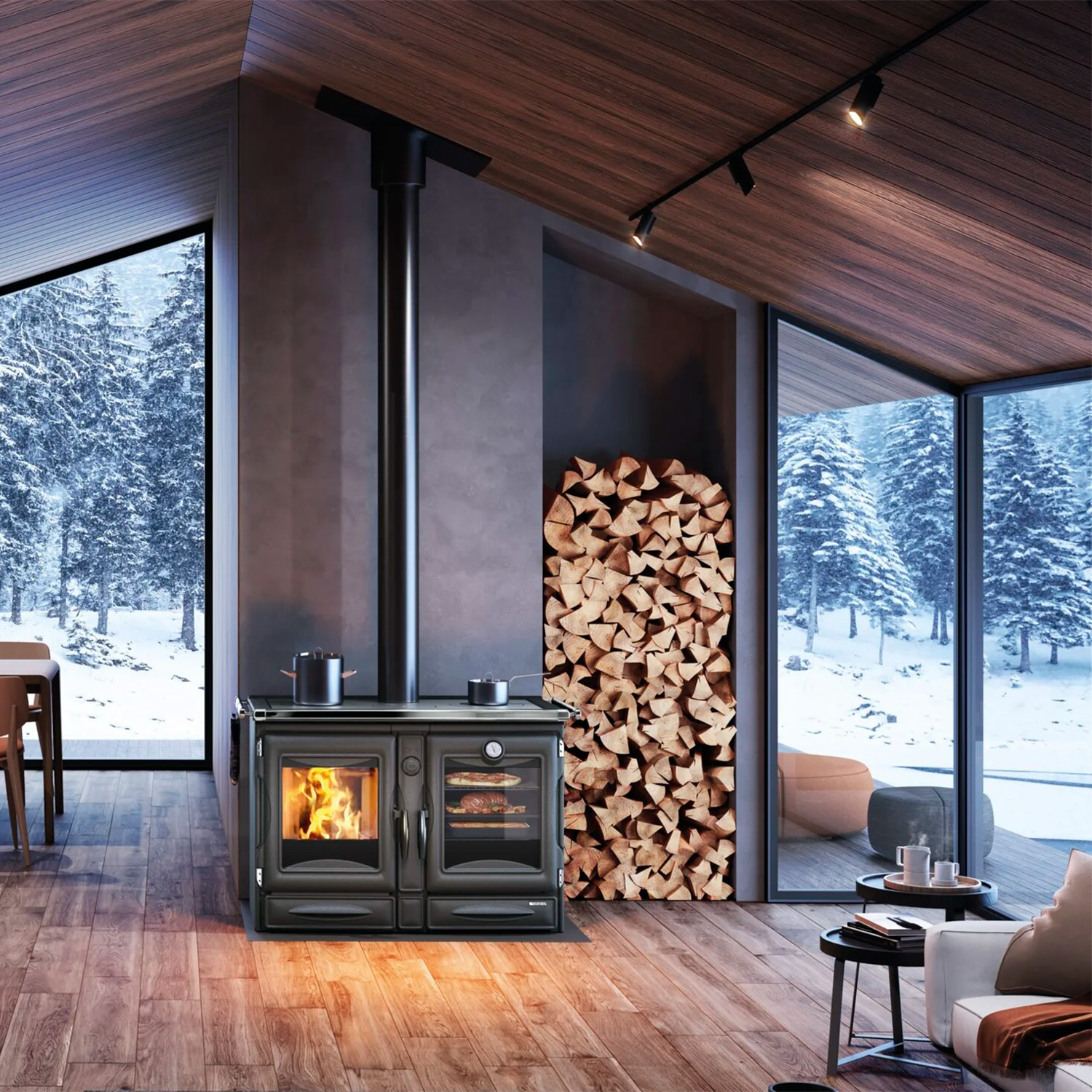 La Nordica Prestige Line Alaska 16 cuisinière à bois noir vitré