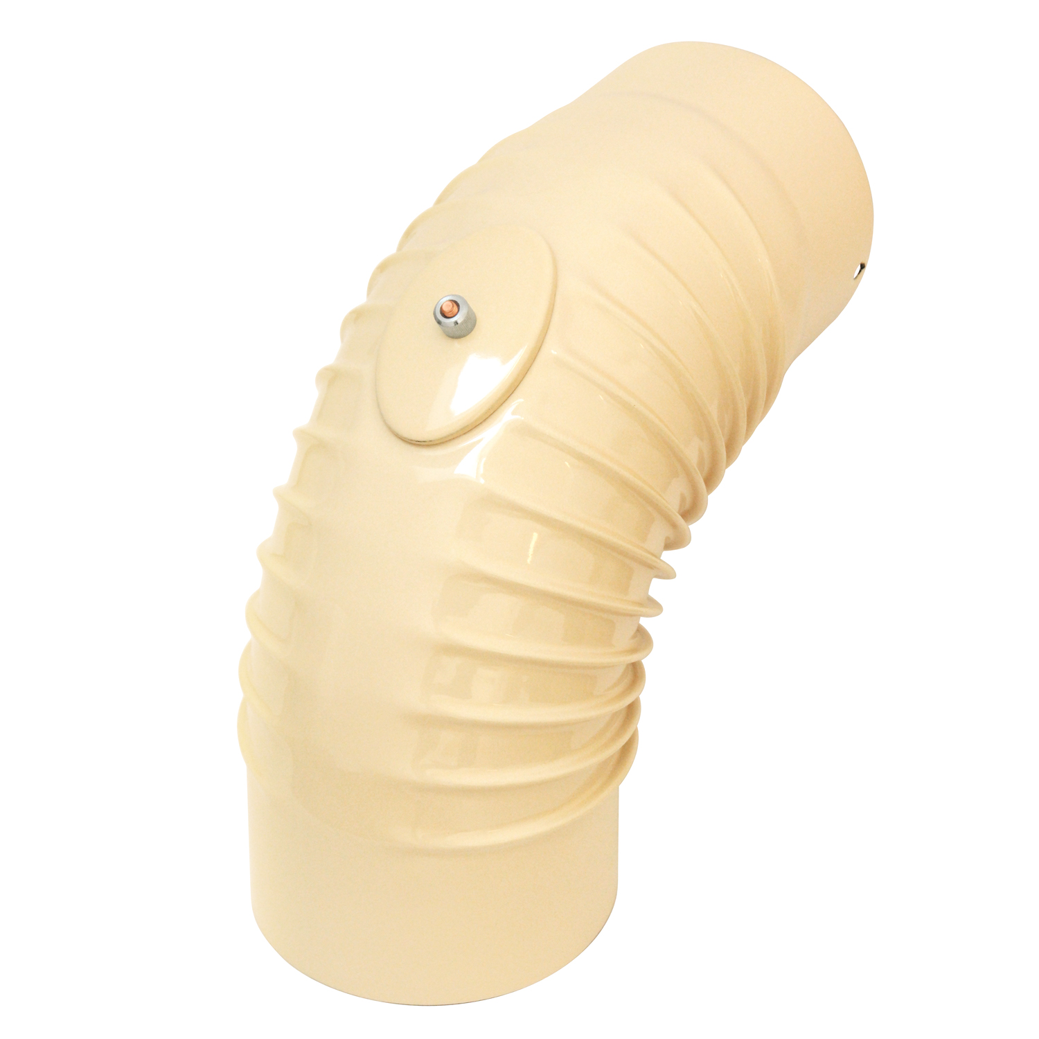 Coude de conduit de fumée / Coude de tuyau de poêle émaillé 130 mm - Coude à 90° nervuré ivoire avec ouverture de nettoyage
