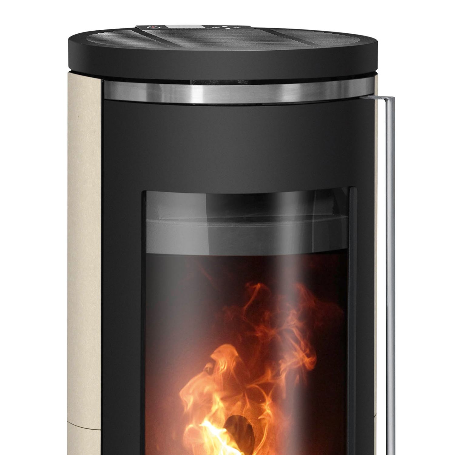 Oranier Carus Aqua 2.0 Poêle à granulés hydro en acier noir / pierre calcaire crème