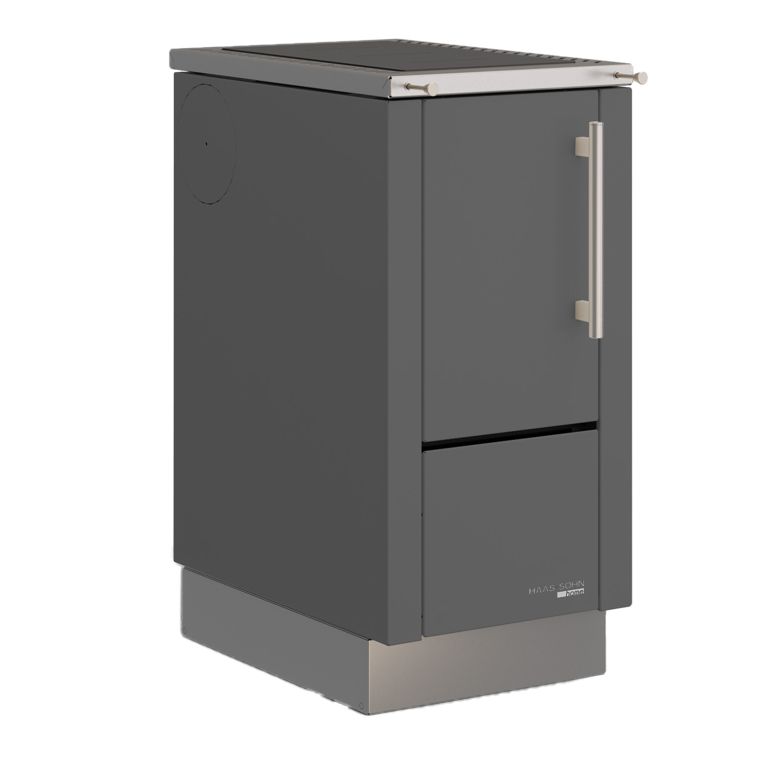 Haas+Sohn HS 40 sans vitre cuisinière à bois anthracite cadre de cuisinière acier inoxydable plaque de cuisson en acier