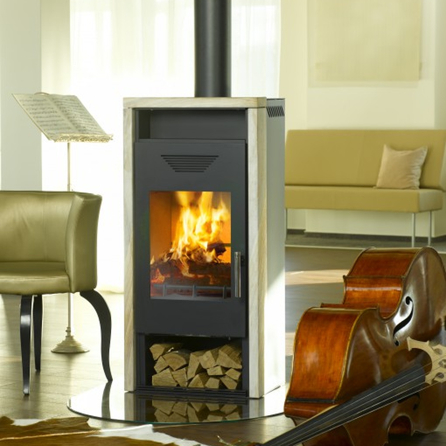 Wamsler poêle à bois « Logi » noir pierre ollaire Rainbow