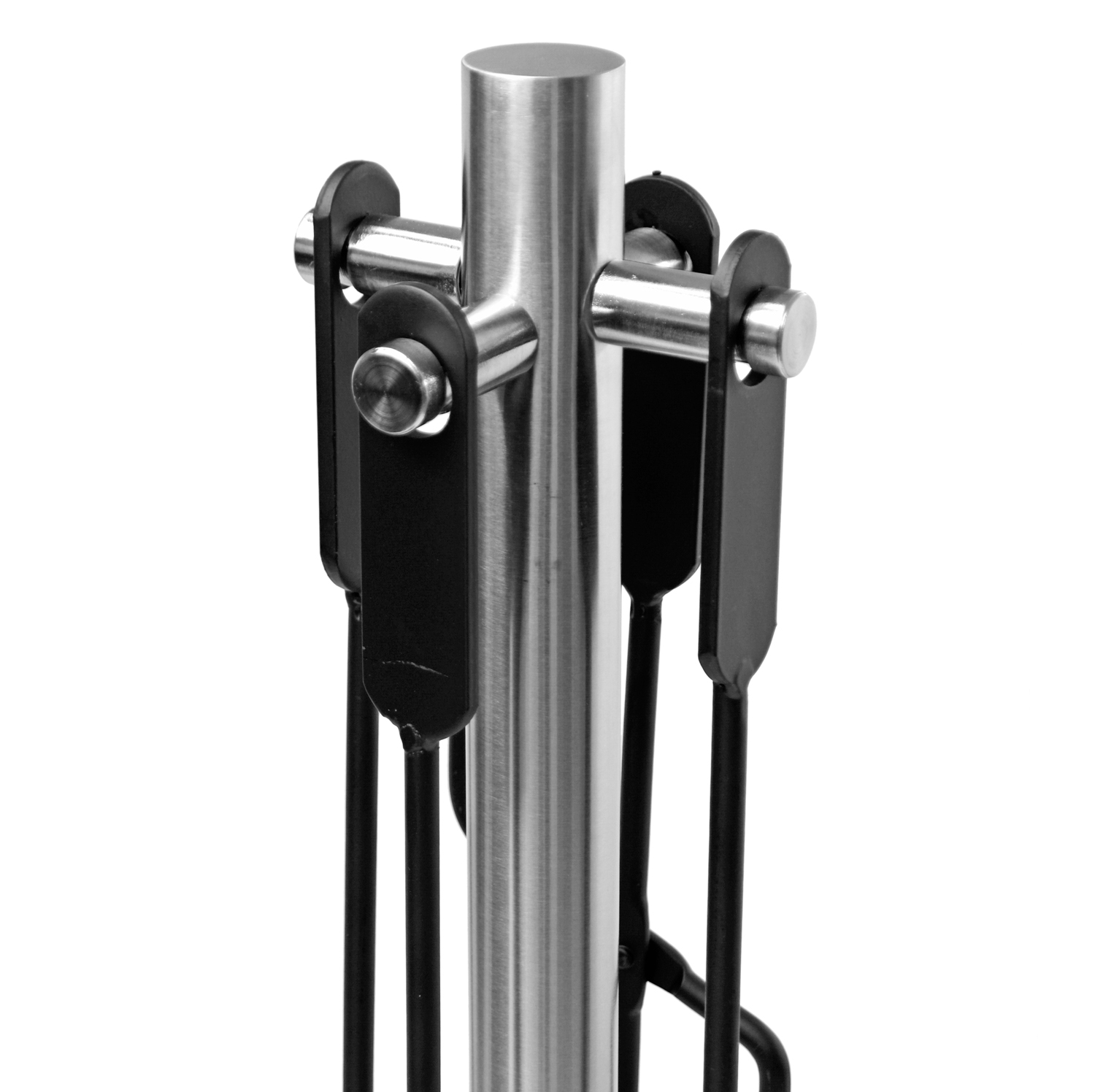 Ensemble d'outils de cheminée Cajus, 4 pièces, en acier inoxydable avec socle en verre, 66 cm