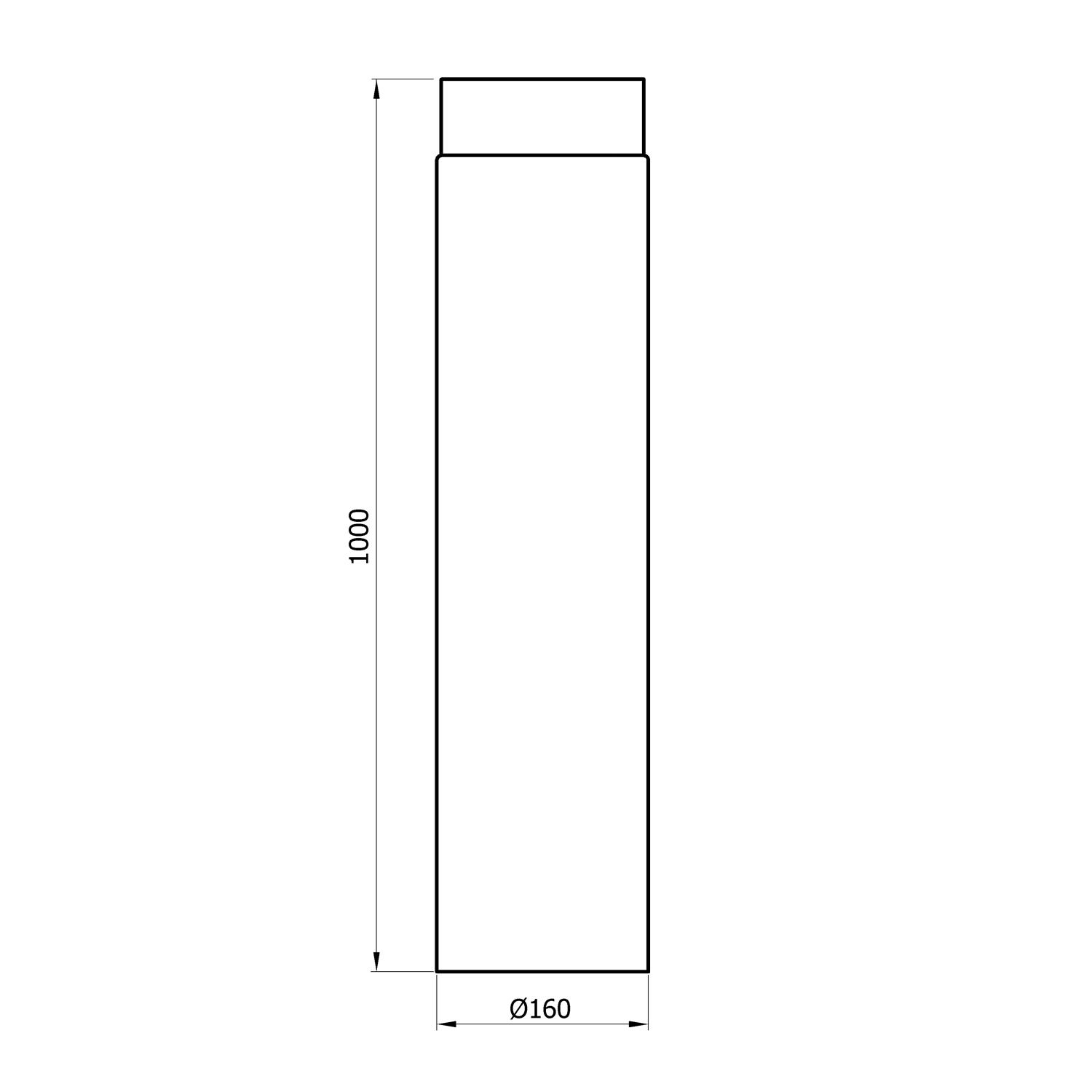 Raik Basic élément de longueur 160mm noir L: 1000mm pour tuyau de fumée / conduit de fumée