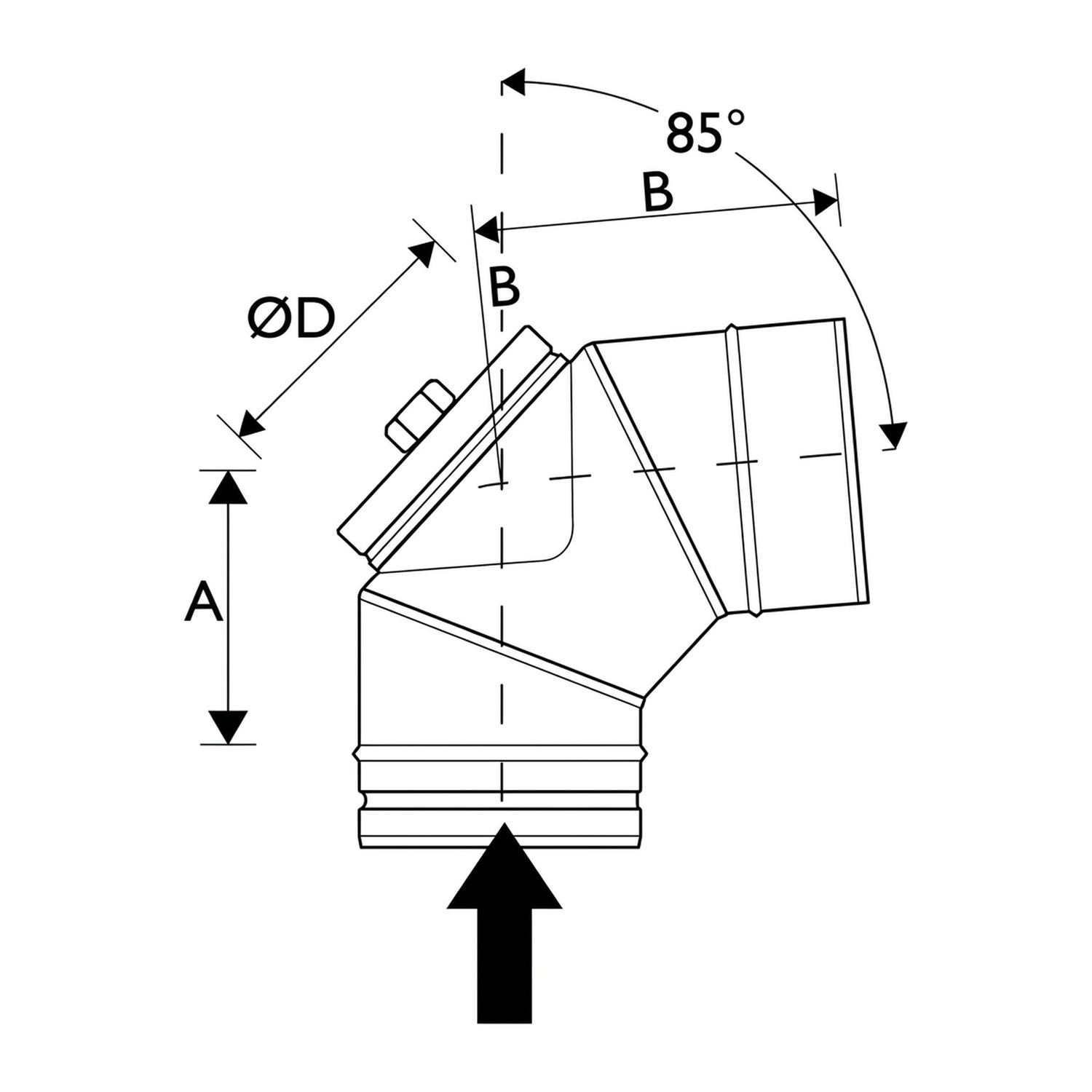 Schiedel Coude PPL 85° pour PPL Ø 200 mm avec ouverture de révision pour combustibles solides