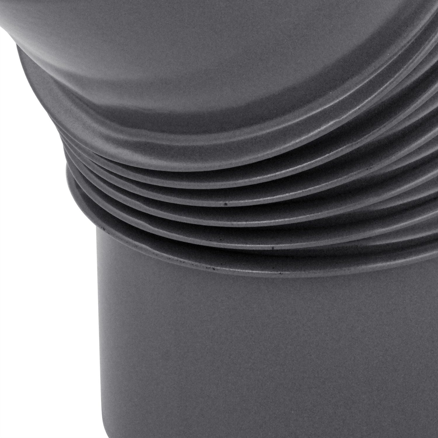 Coude de conduit de fumée / Coude de tuyau de poêle émaillé 150 mm - Coude à 45° nervuré gris avec ouverture de nettoyage.