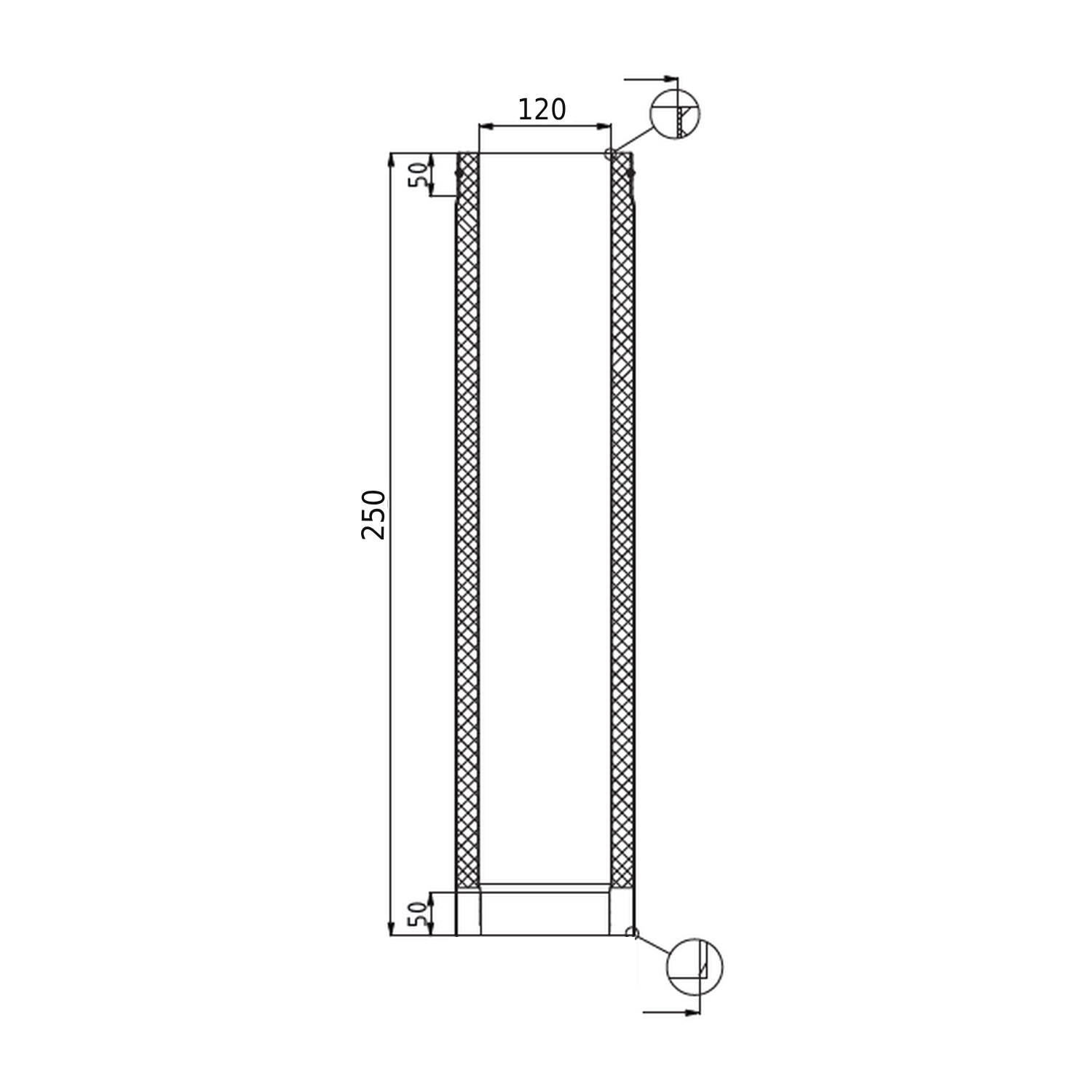 Raik Lifestyle DUO élément de longueur 120mm noir L: 250mm pour tuyau de fumée / conduit de fumée