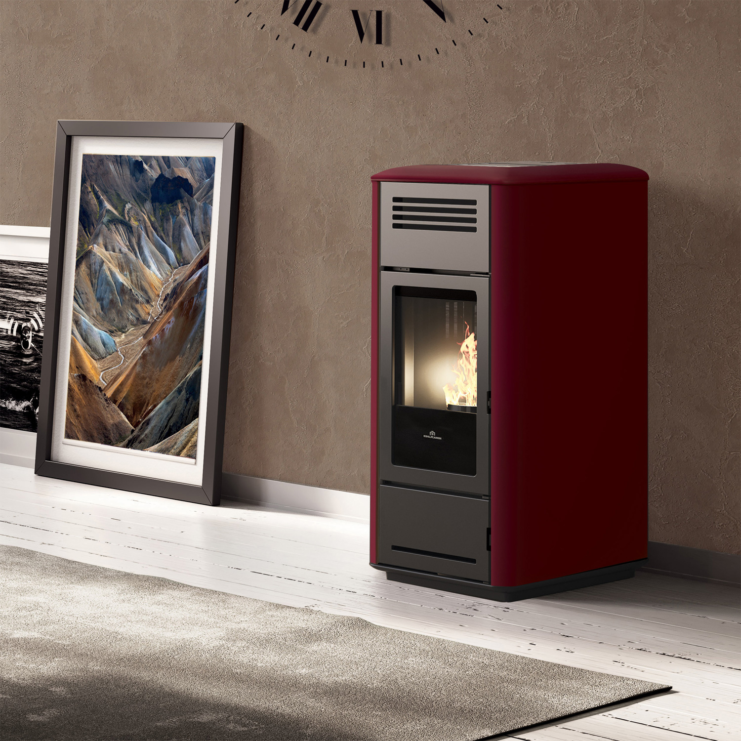 Edilkamin Milla H 15 Up Evo poêle à granulés bouilleur acier bordeaux