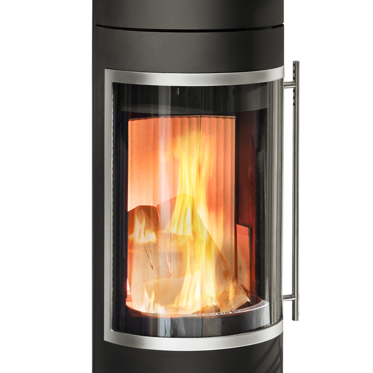 Olsberg Pular PowerBloc! Poêle à bois compact noir avec cadre décoratif chromé