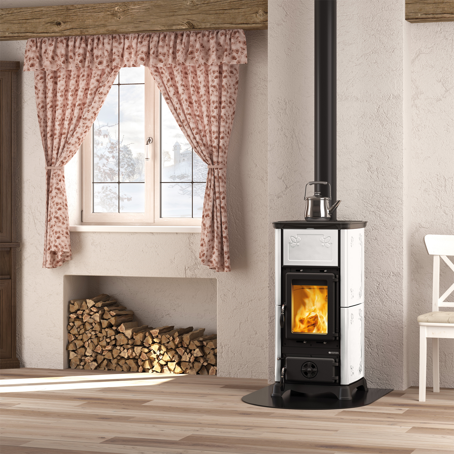 La Nordica Emiliana Poêle à bois Majolique Blanc Infinity