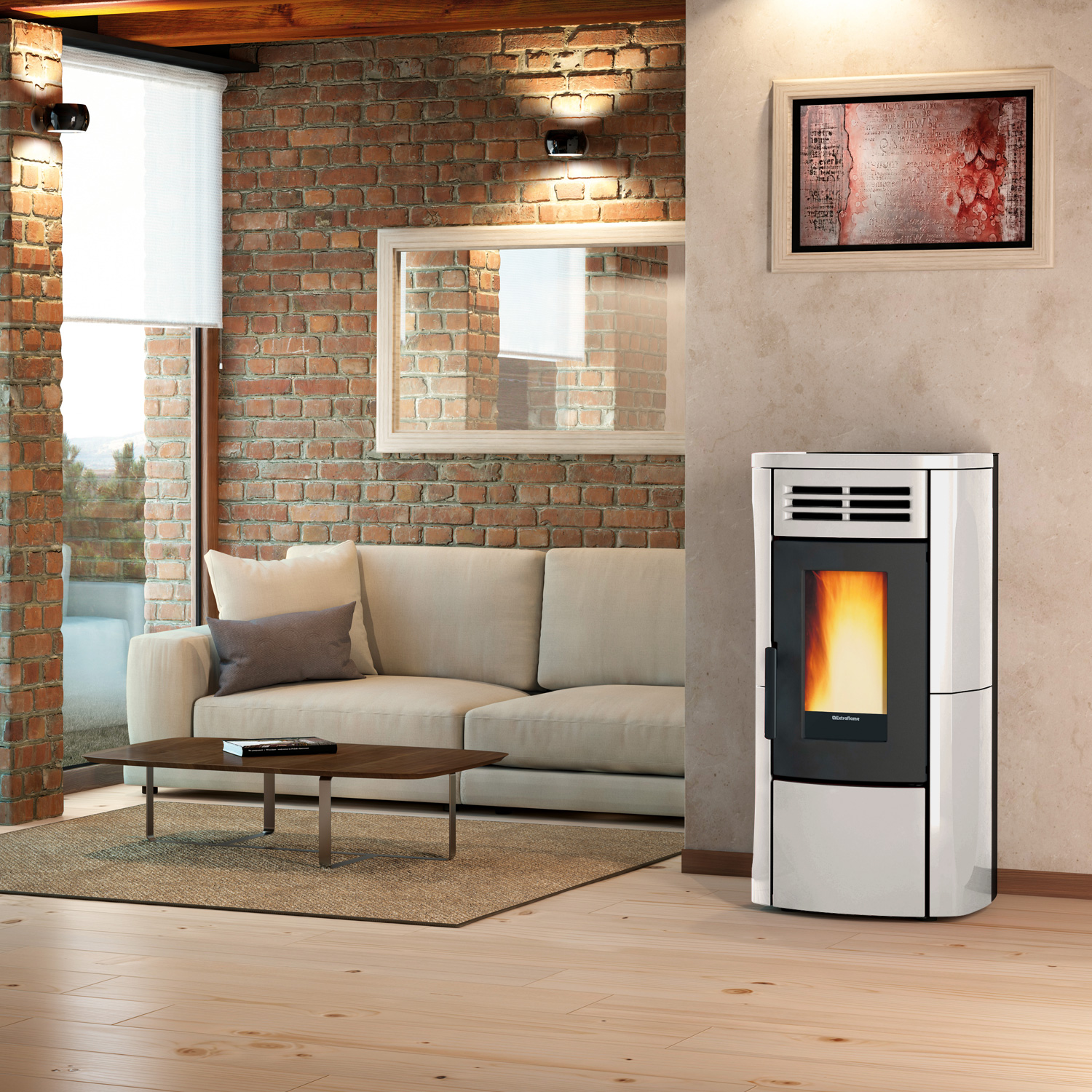 Extraflame Evolution Line Terry Plus poêle à granulés Majolique blanc