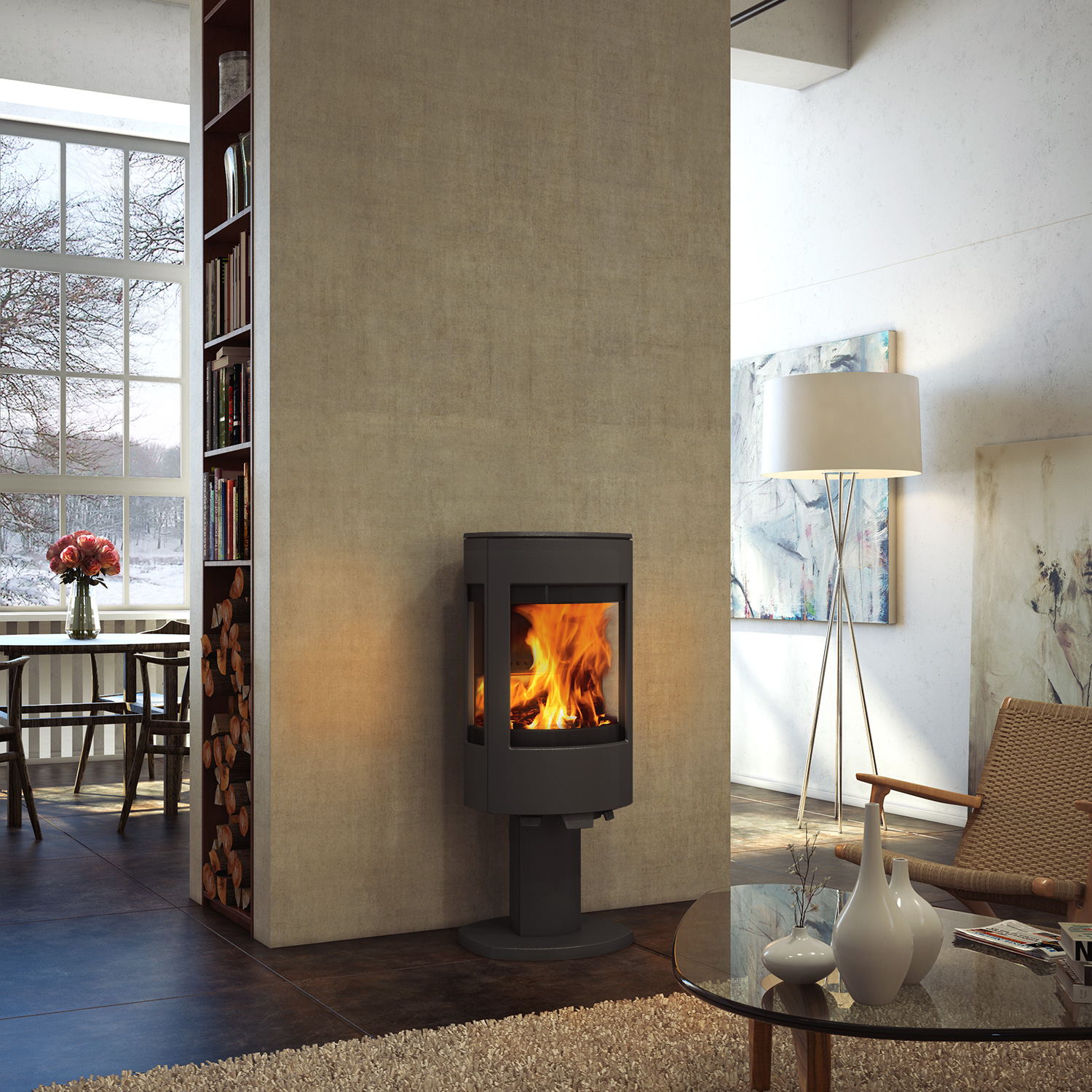 Dovre Astro 4CB/P poêle à bois acier noir construction 2