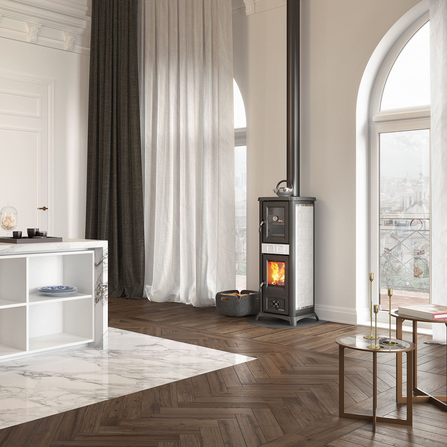 La Nordica Gemma Forno 5.0 Poêle à bois en céramique Élégance Blanc Infinity