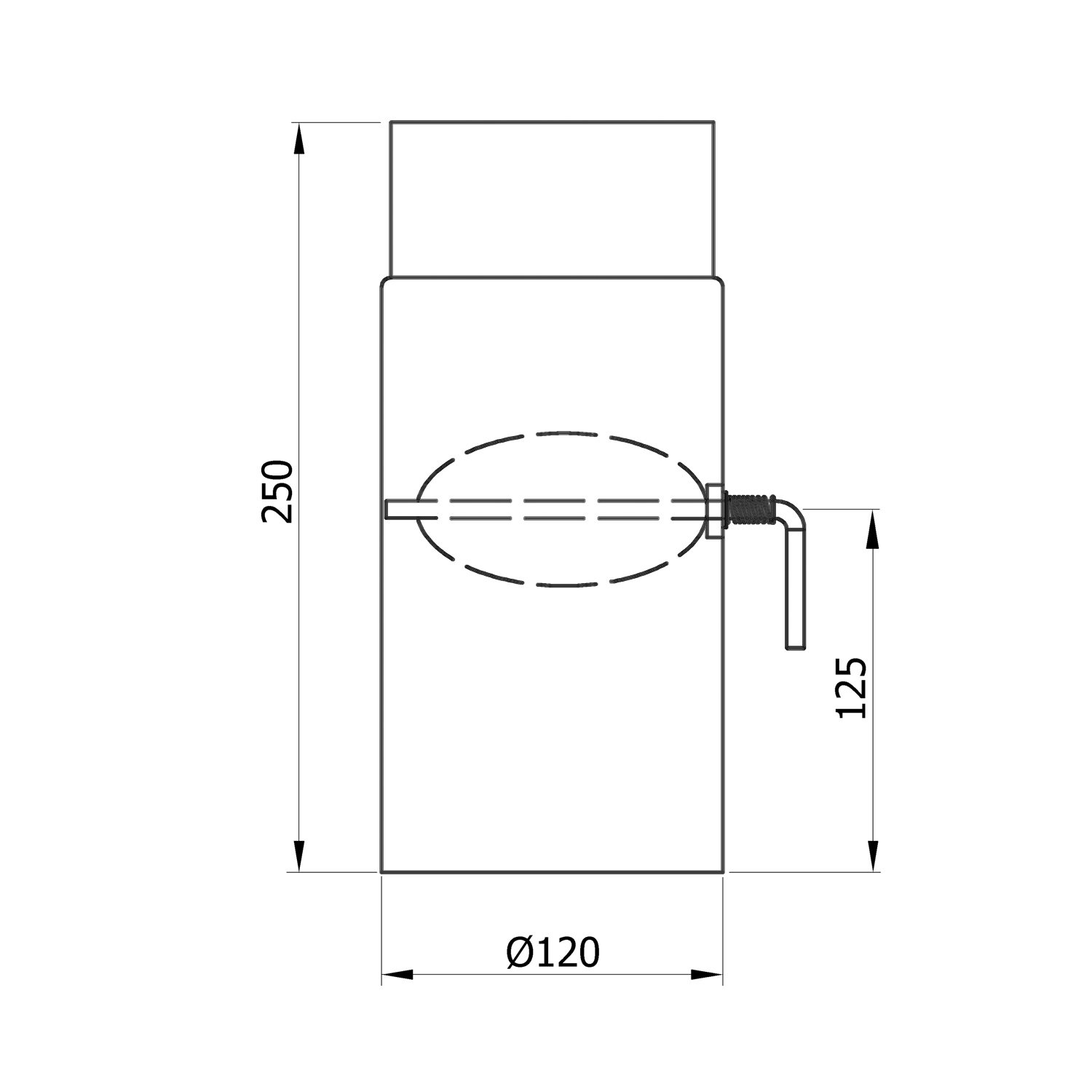 raik Tuyau de fumée / Tuyau de poêle 120mm - 250mm avec régulateur de tirage noir