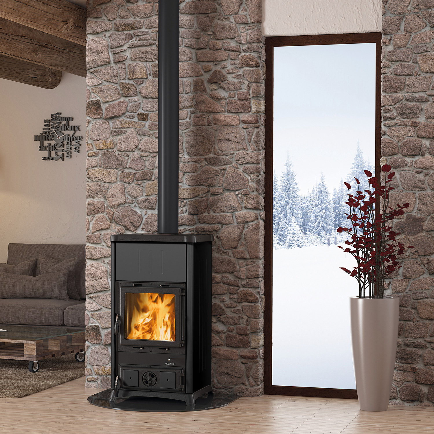 La Nordica Fedora Poêle à bois Acier Noir-Anthracite