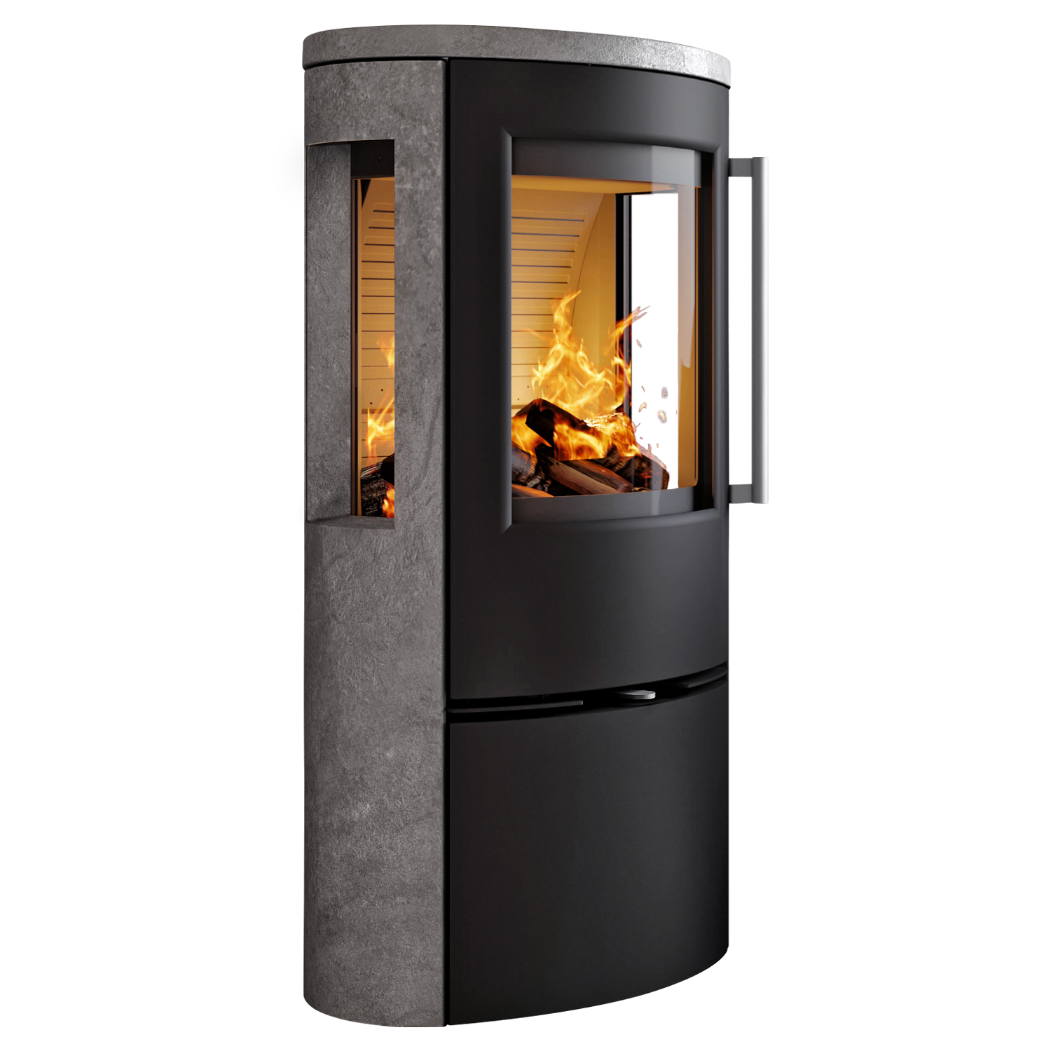 TermaTech TT23RGS poêle à bois acier noir/pierre ollaire