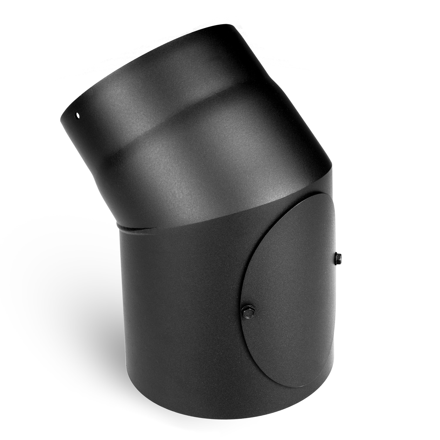 Raik tuyau de fumée / tuyau de poêle coudé 130 mm - 45° noir avec porte Raik tuyau de fumée / tuyau de poêle coudé 130 mm - 45° noir avec porte
