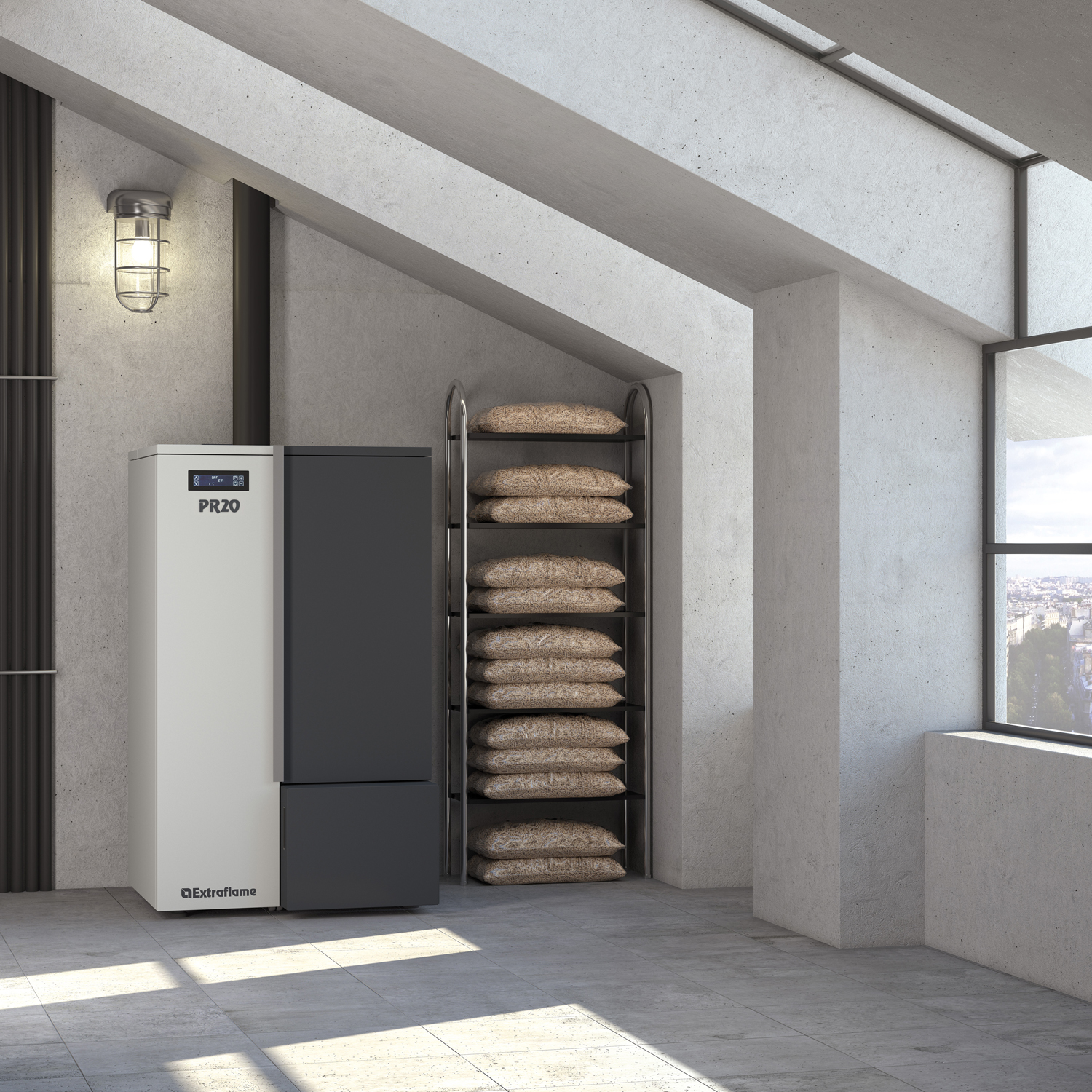 Extraflame Evolution Line PR20 Chaudière à granulés Acier Blanc-Gris