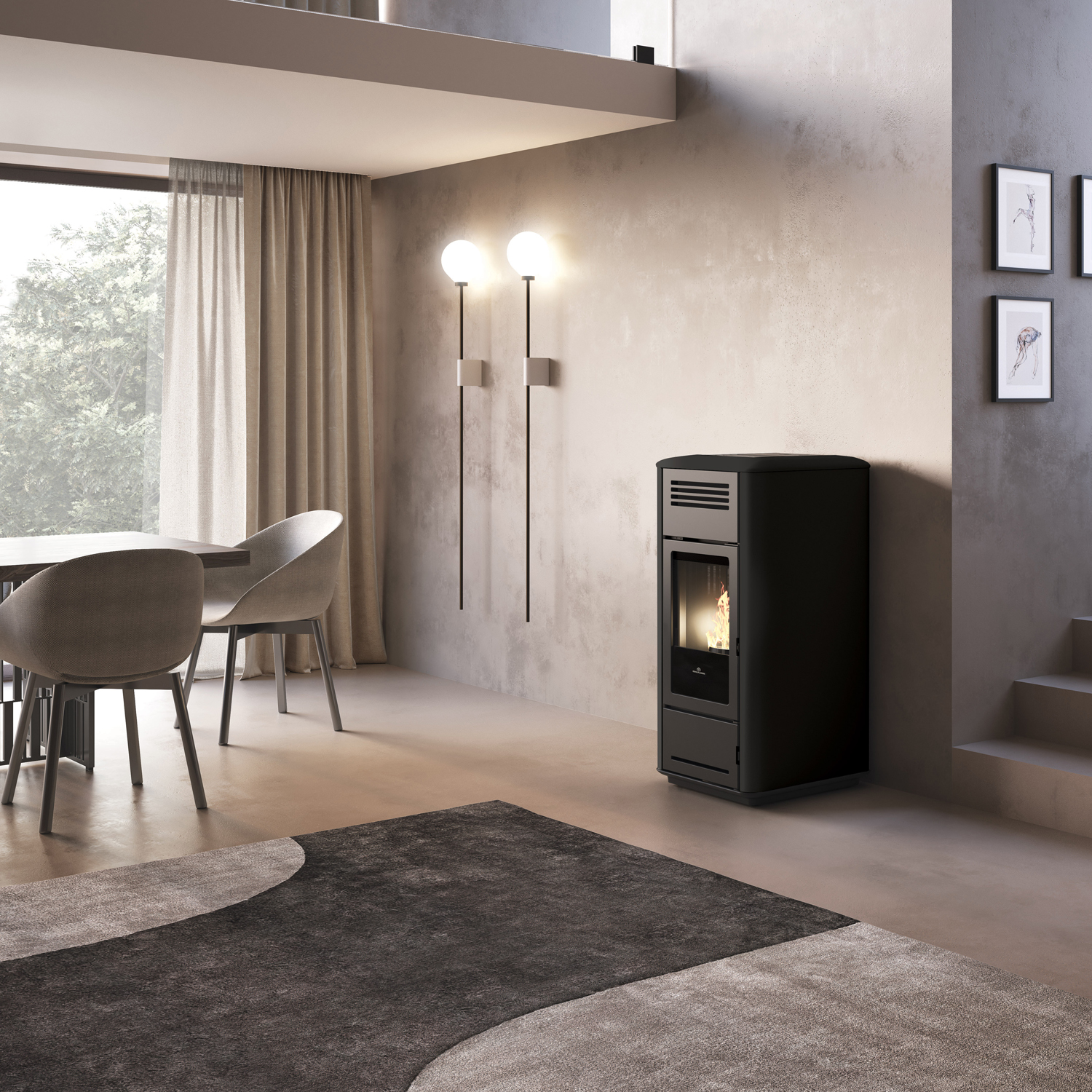 Edilkamin Milla H 15 Evo poêle à granulés hydro acier noir brillant