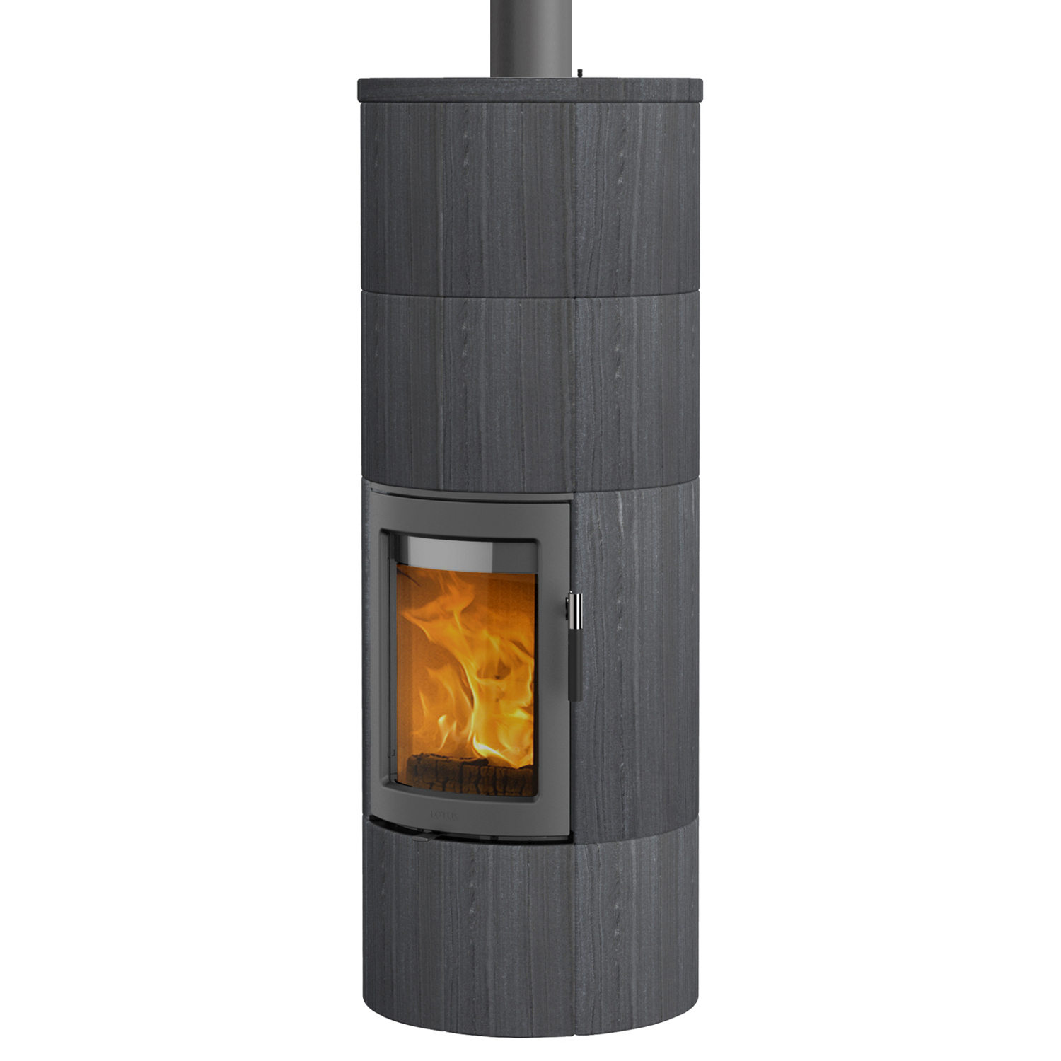 Lotus Maestro 2 Poêle à bois Indian Night, porte grise, sortie de fumée par le haut