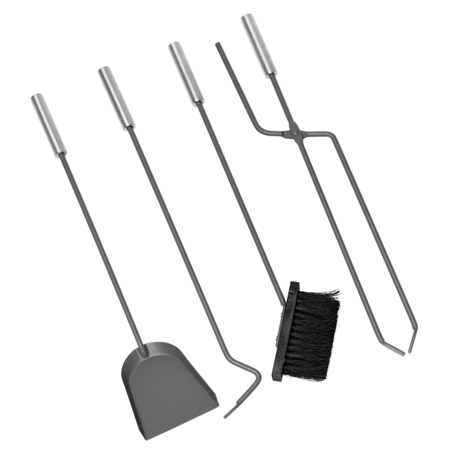 Ensemble d'accessoires pour cheminée Raik Arthur, 4 pièces, anthracite, poignées en acier inoxydable, 66 cm