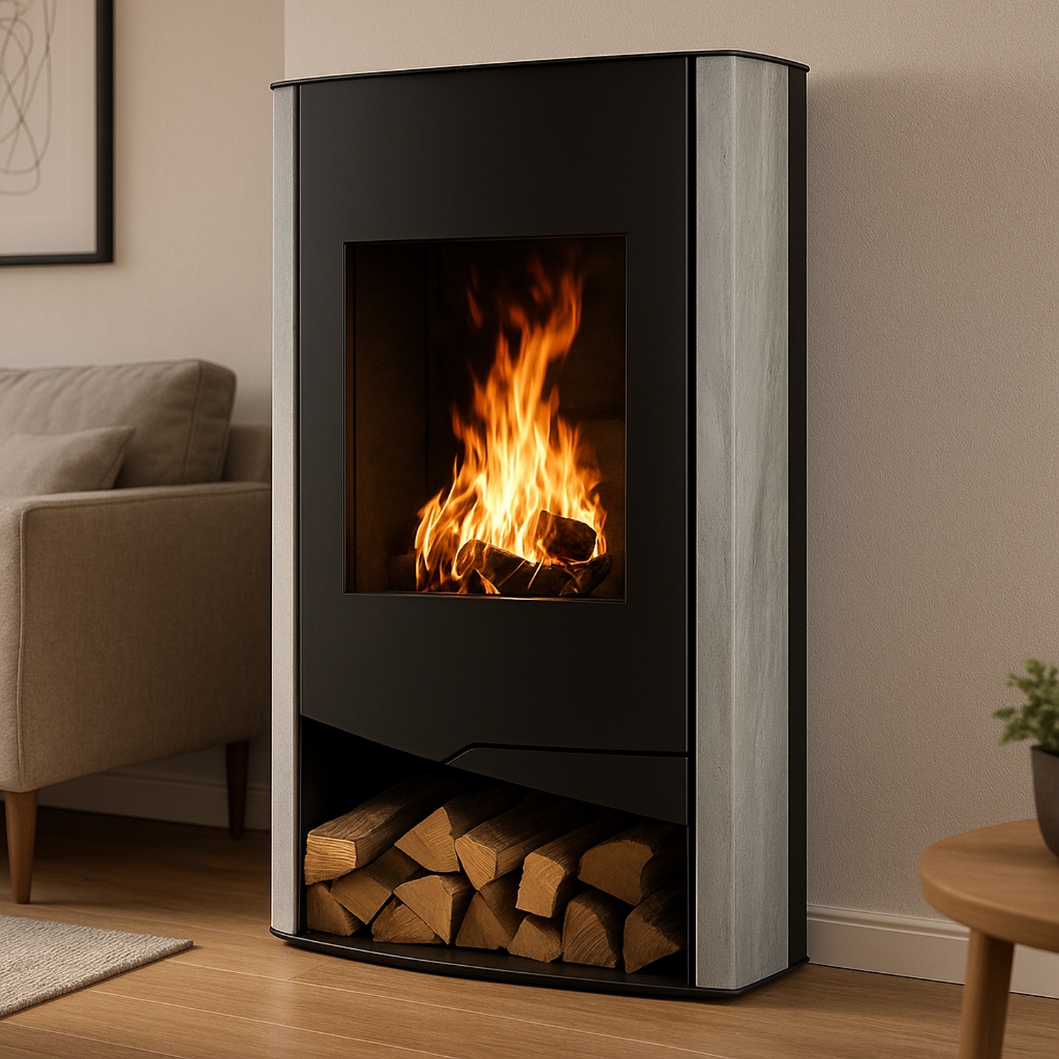 Wamsler poêle à bois N-Line noir pierre naturelle