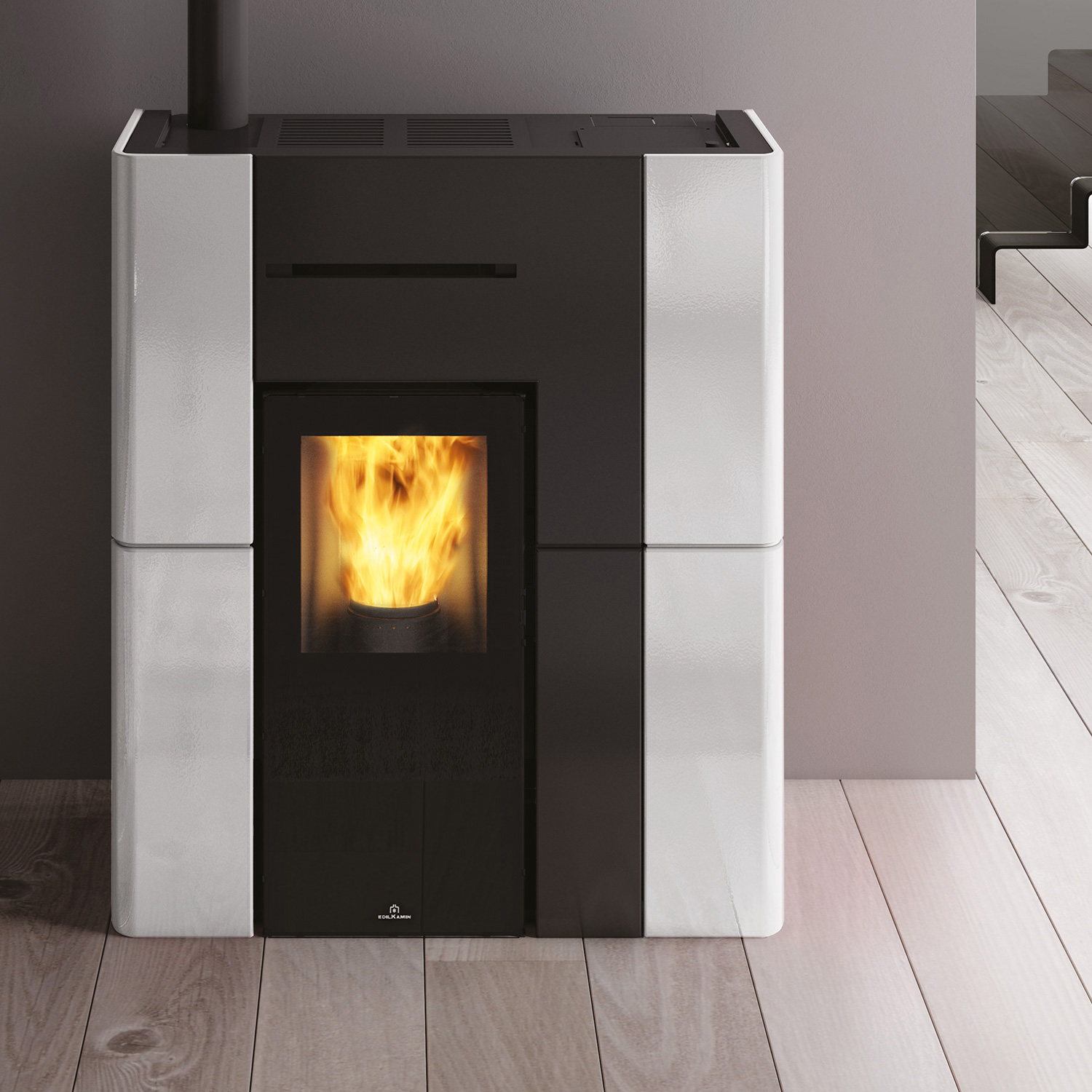 Edilkamin Blade H 15 Evo poêle à granulés bouilleur céramique blanc mat