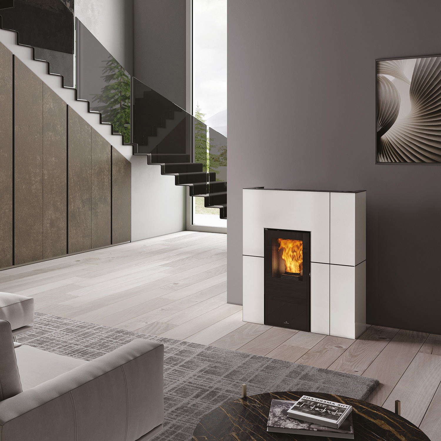 Edilkamin Blade H 15 Evo poêle à granulés bouilleur acier blanc mat