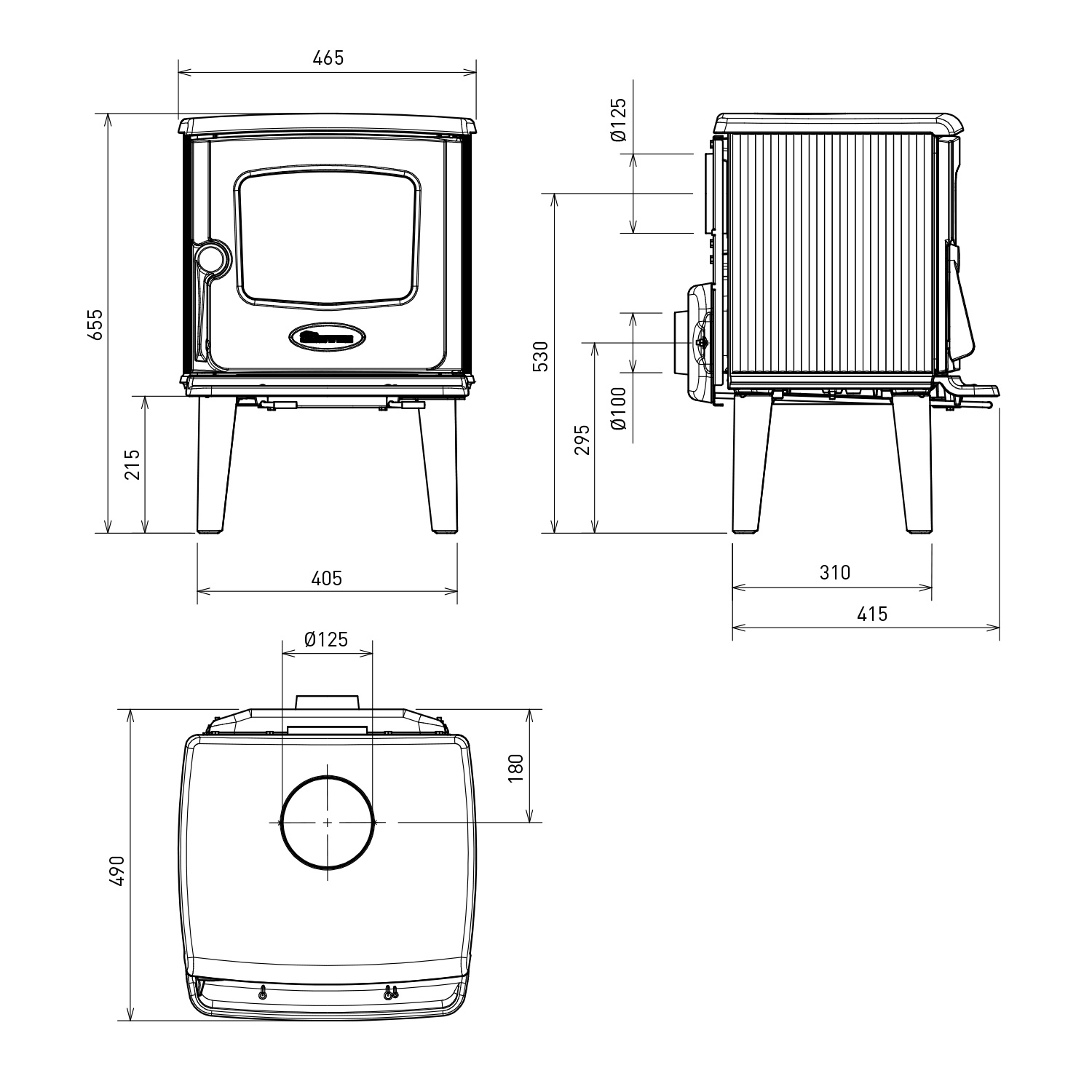 Poêle à bois Dovre 325 CB en fonte noire