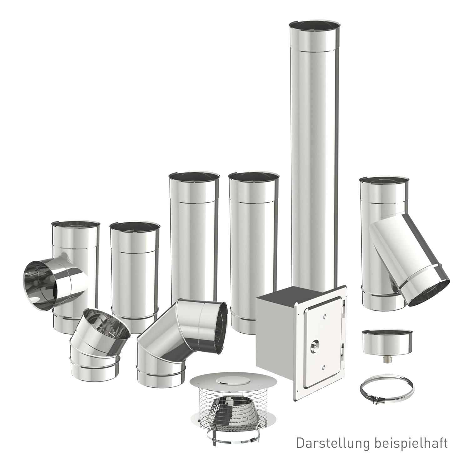 Lewo conduit de rénovation, conduit de cheminée en acier inoxydable simple paroi de 150 mm en kit - différentes longueurs de conduit EW 6 m